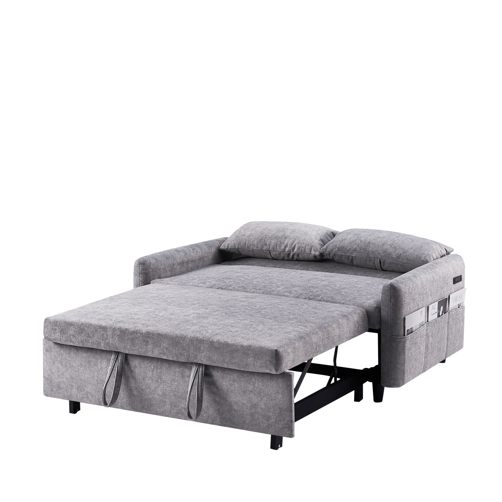 Pull Out Sleep Sofa Bed Loveseats Sofa Couch With Adjsutable Backrest, Storage Pockets, 2 Soft Pillows, USB Ports For Living Room, Bedroom, Apartment, Office - Best Buy Furniture