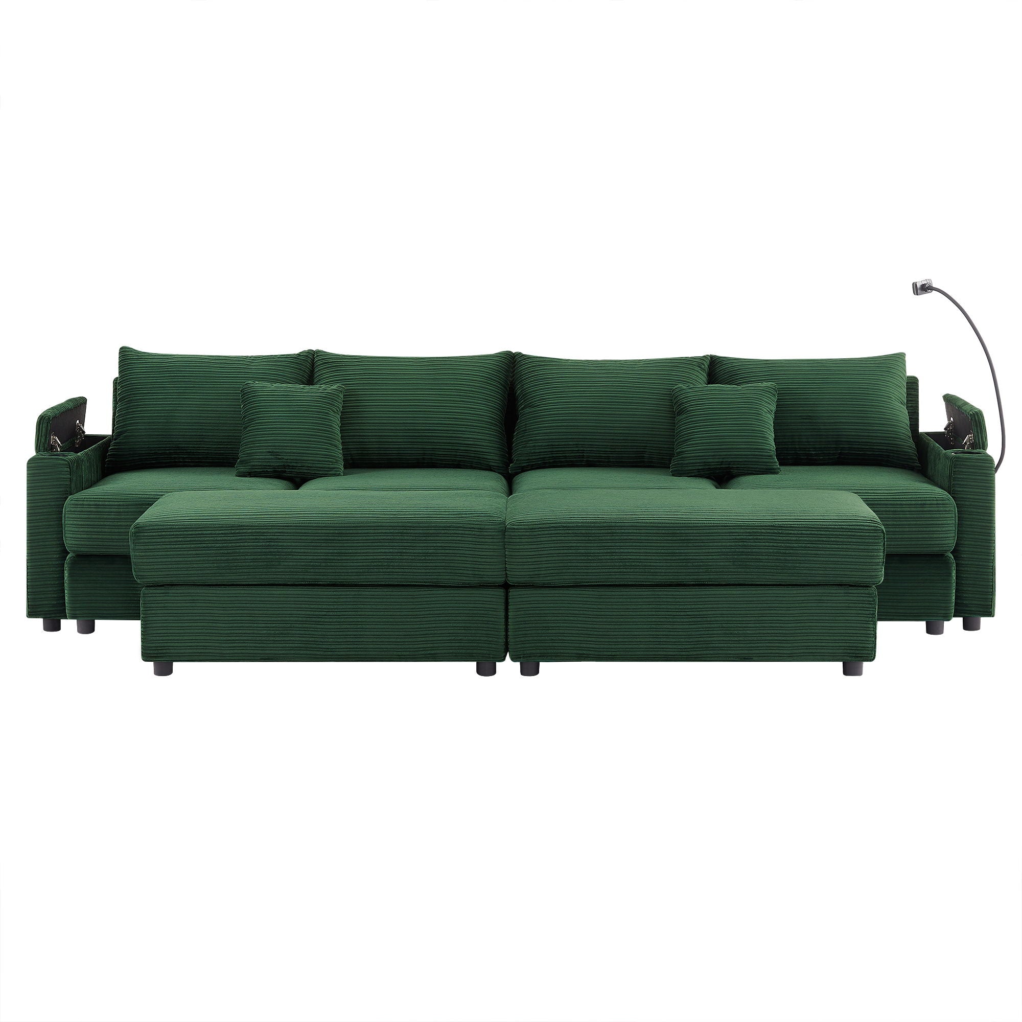 Modern Style Loveseat Sofa Sectional Sofa Couch With Storage Space, A Movable Ottoman, Two USB Ports, Two Cup Holders, A Phone Holder For Living Room - Best Buy Furniture