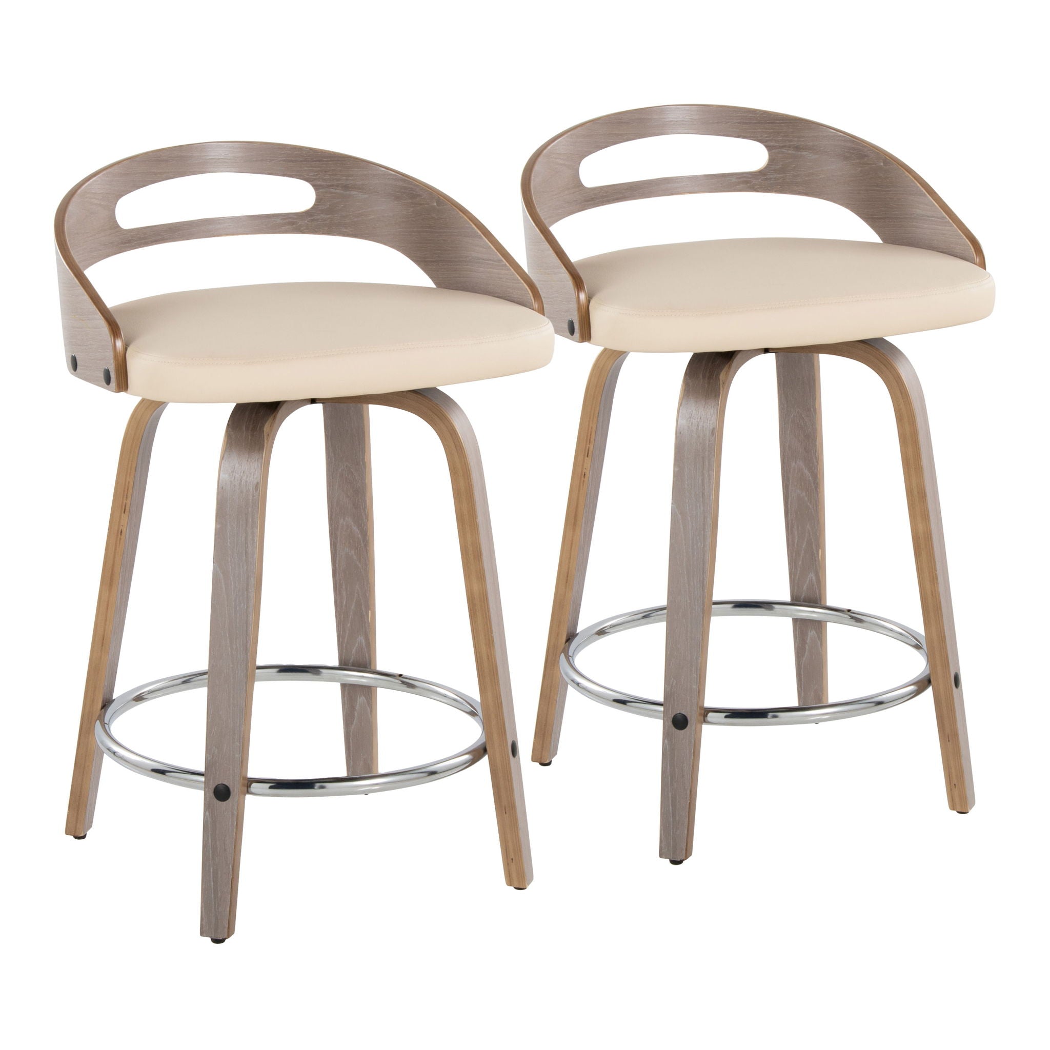Cassis - Mid Century Modern Fixed Height Counter Stool With Swivel With Round Footrest (Set of 2) - Best Buy Furniture