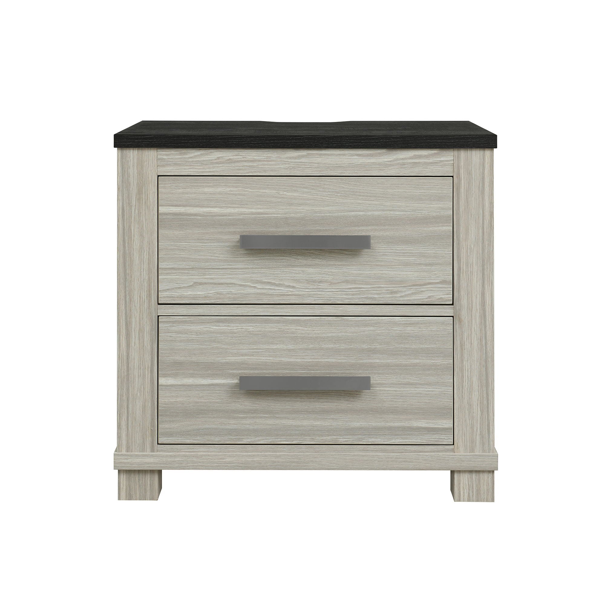 Augusta - Nightstand With Top, 2 Drawers, Block Feet - Beige Brown - Best Buy Furniture