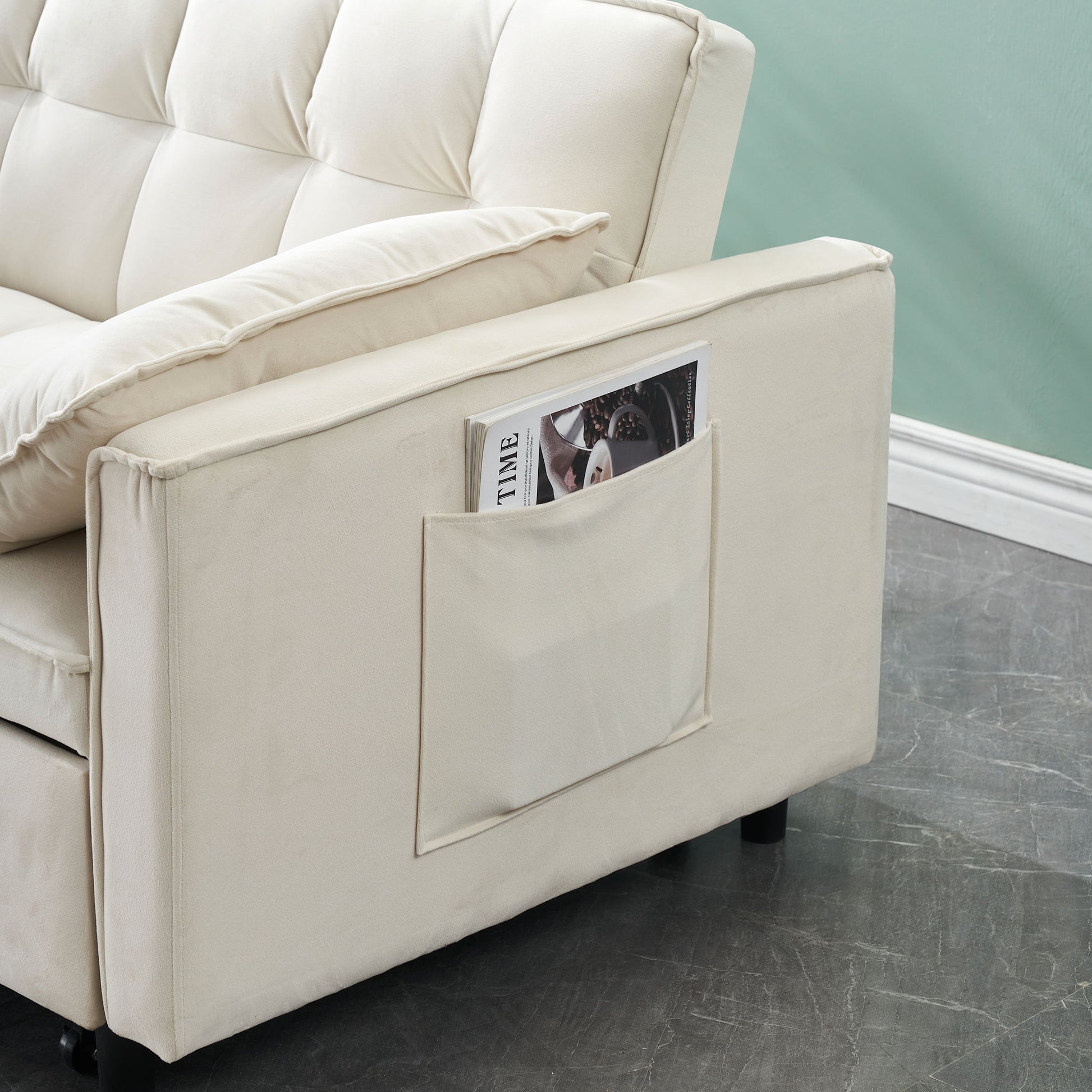 Modern Velvet Sofa, Sofa Pull-Out Bed, Small Love Seat Casual Sofa With Back, With Pillow, Pockets, Living Room Furniture, 3 In 1 Convertible Sleep Sofa Bed - Best Buy Furniture