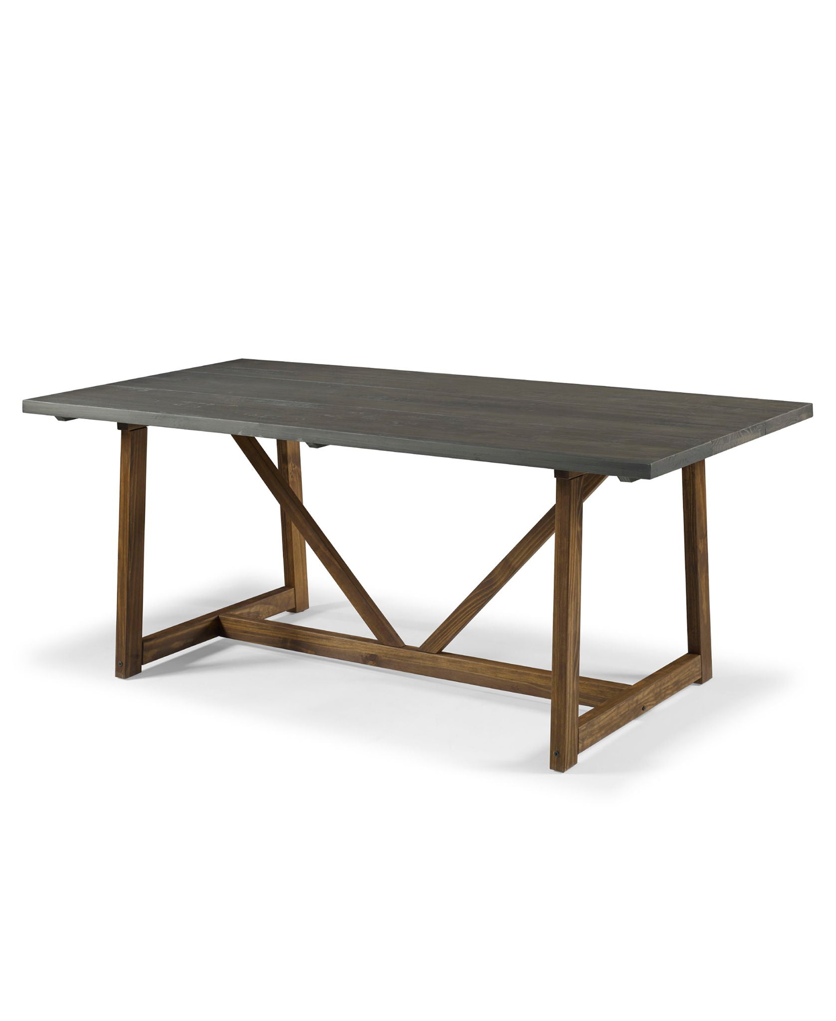Modern Farmhouse Solid Wood V Frame Trestle Dining Table - Gray / Brown - Best Buy Furniture