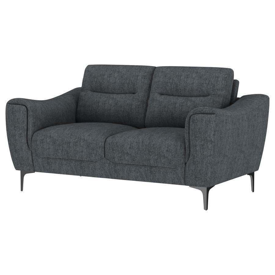 Nolan - Upholstered Sloped Track Arm Loveseat - Charcoal - Best Buy Furniture