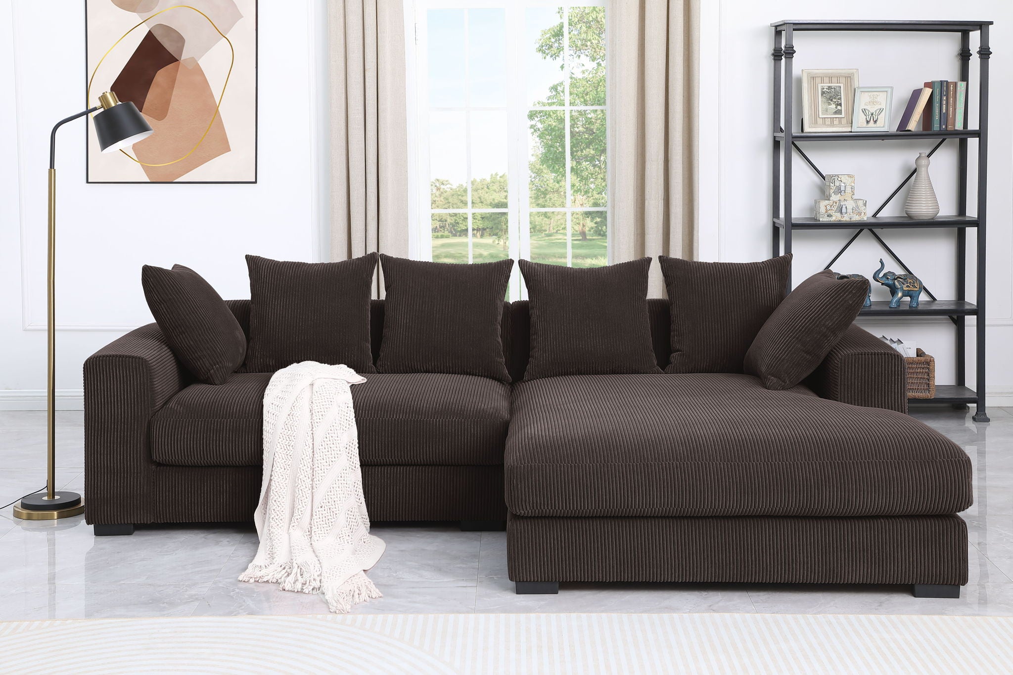 Naomi - 3 Piece Upholstered Sectional - Dark Brown - Best Buy Furniture