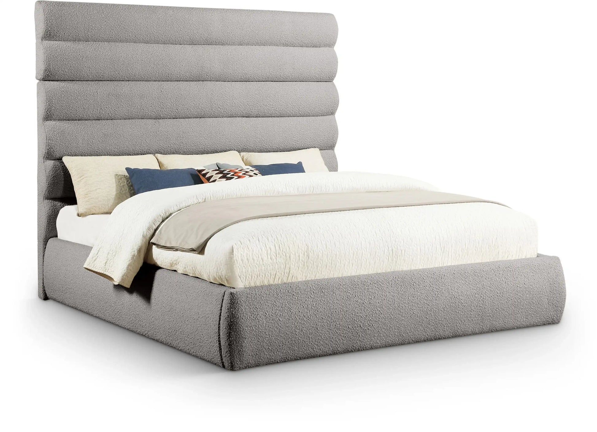 Adam - Boucle Fabric Bed With 70.5" Headboard - Best Buy Furniture