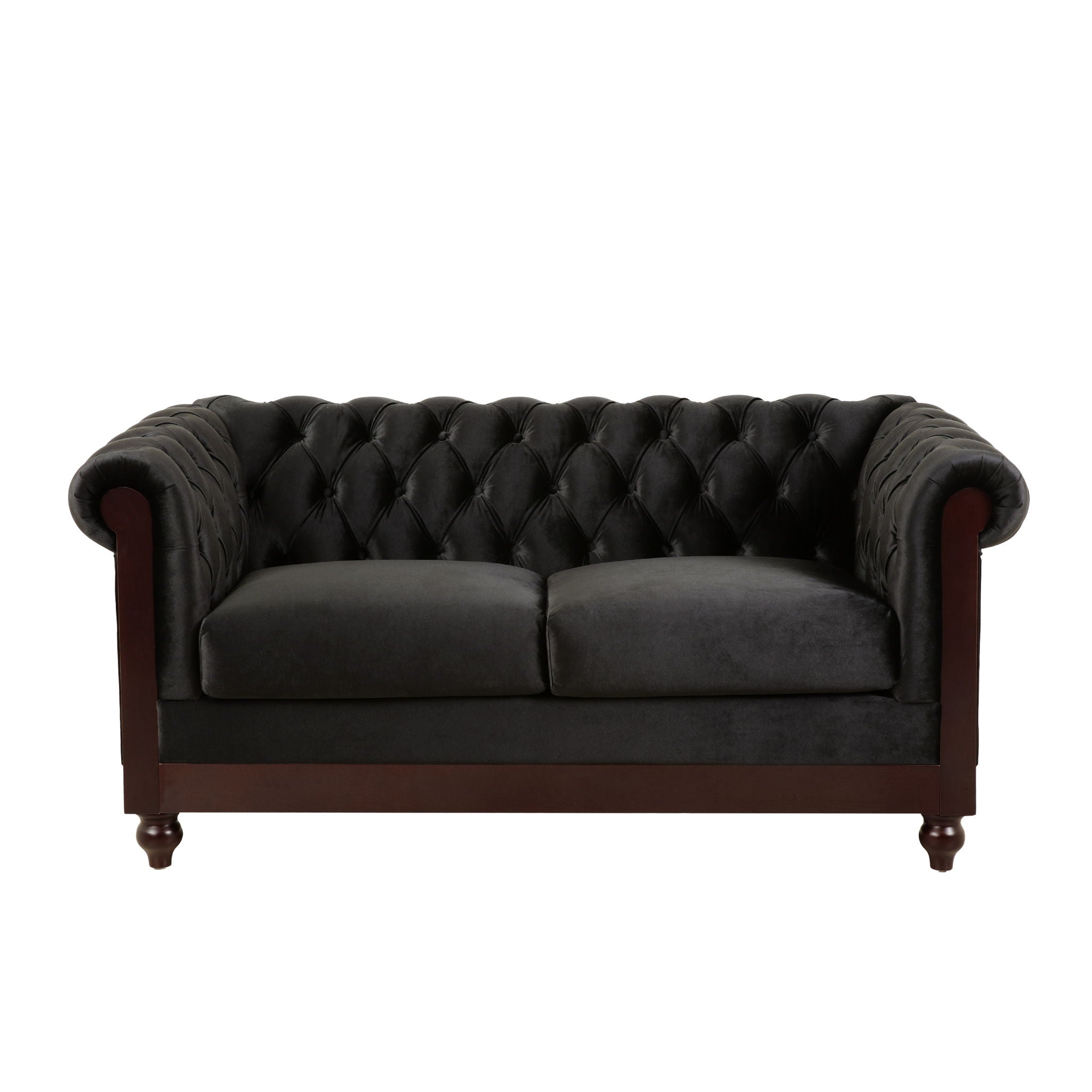 Chesterfield Velvet Loveseat Sofa, 2 Person Rolled Arm Upholstered Couch - Best Buy Furniture