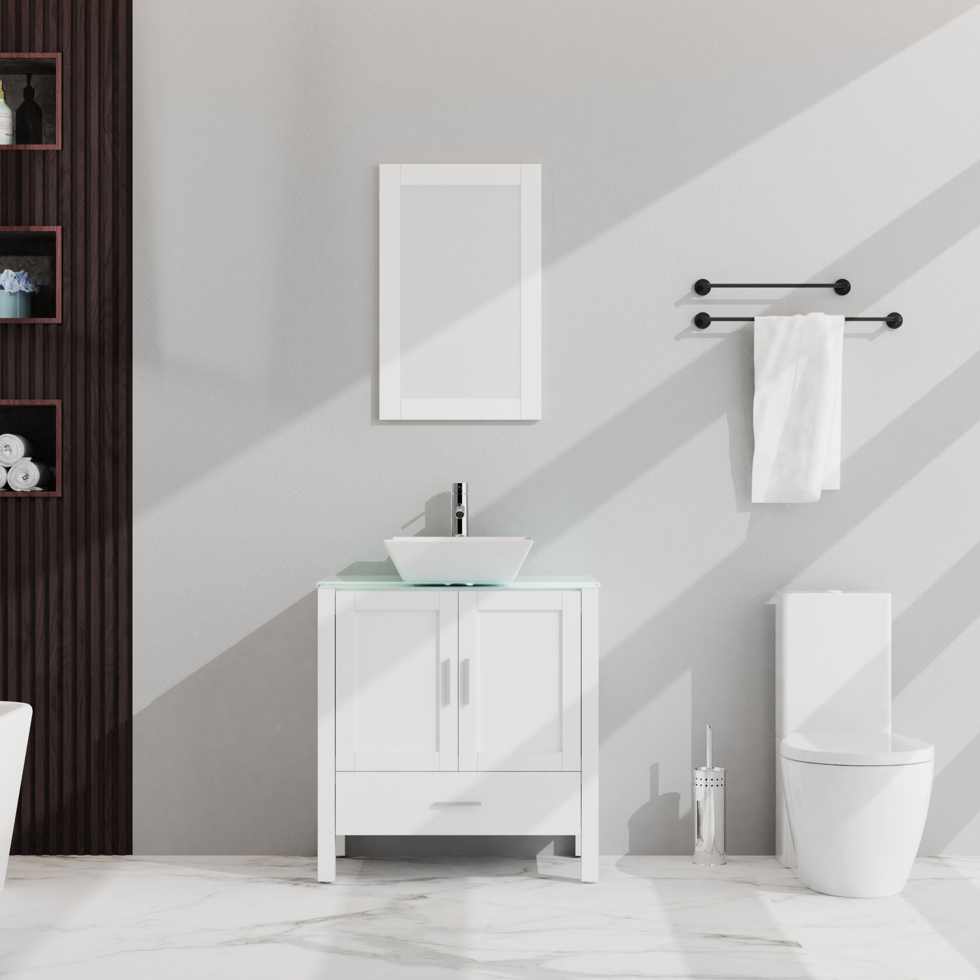 Bathroom Vanity And Sink Combo Glass Top Cabinet With Mirror - Best Buy Furniture