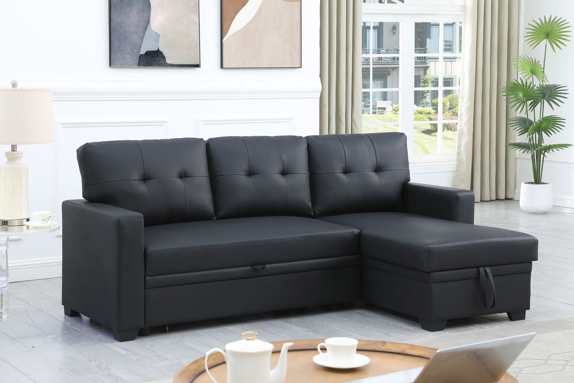 Upholstered Pull Out Sectional Sofa With Chaise - Best Buy Furniture