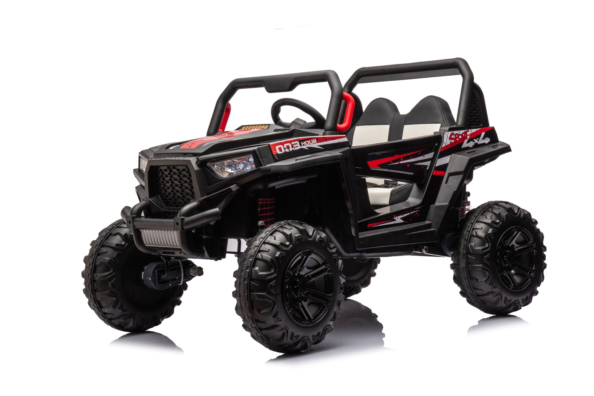 12V7A*2 30W*4 Four-Wheel Drive Leather Seat One Button Start, Forward And Backward, High And Low Speed, Music, Front Light, Power Display, Two Doors Can Open, 2.4G R / C, Seat Belt Four Wheel Absorber - Best Buy Furniture