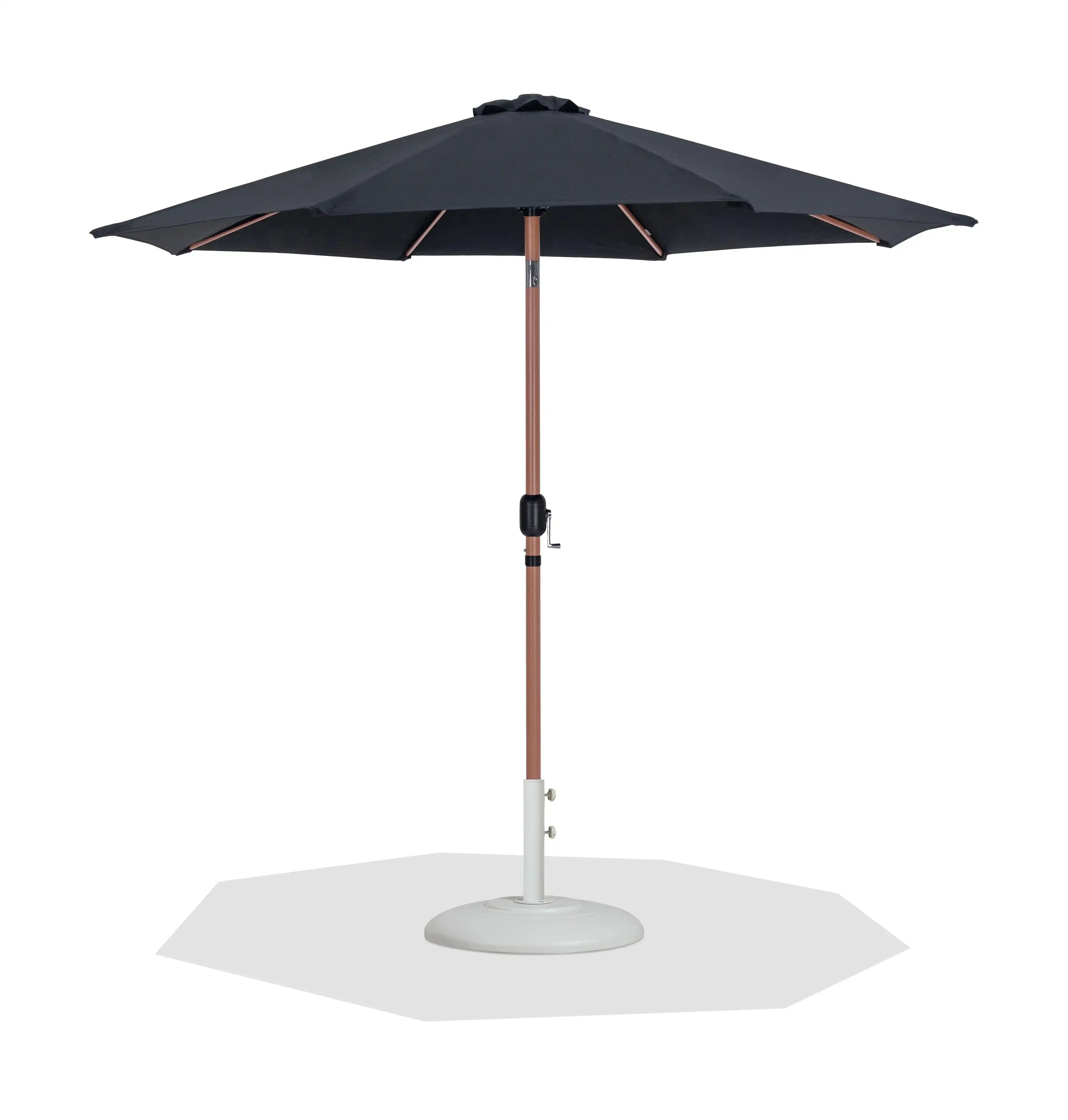 Fiji - Aluminum Patio Umbrella With Round White And Teak Base - Best Buy Furniture