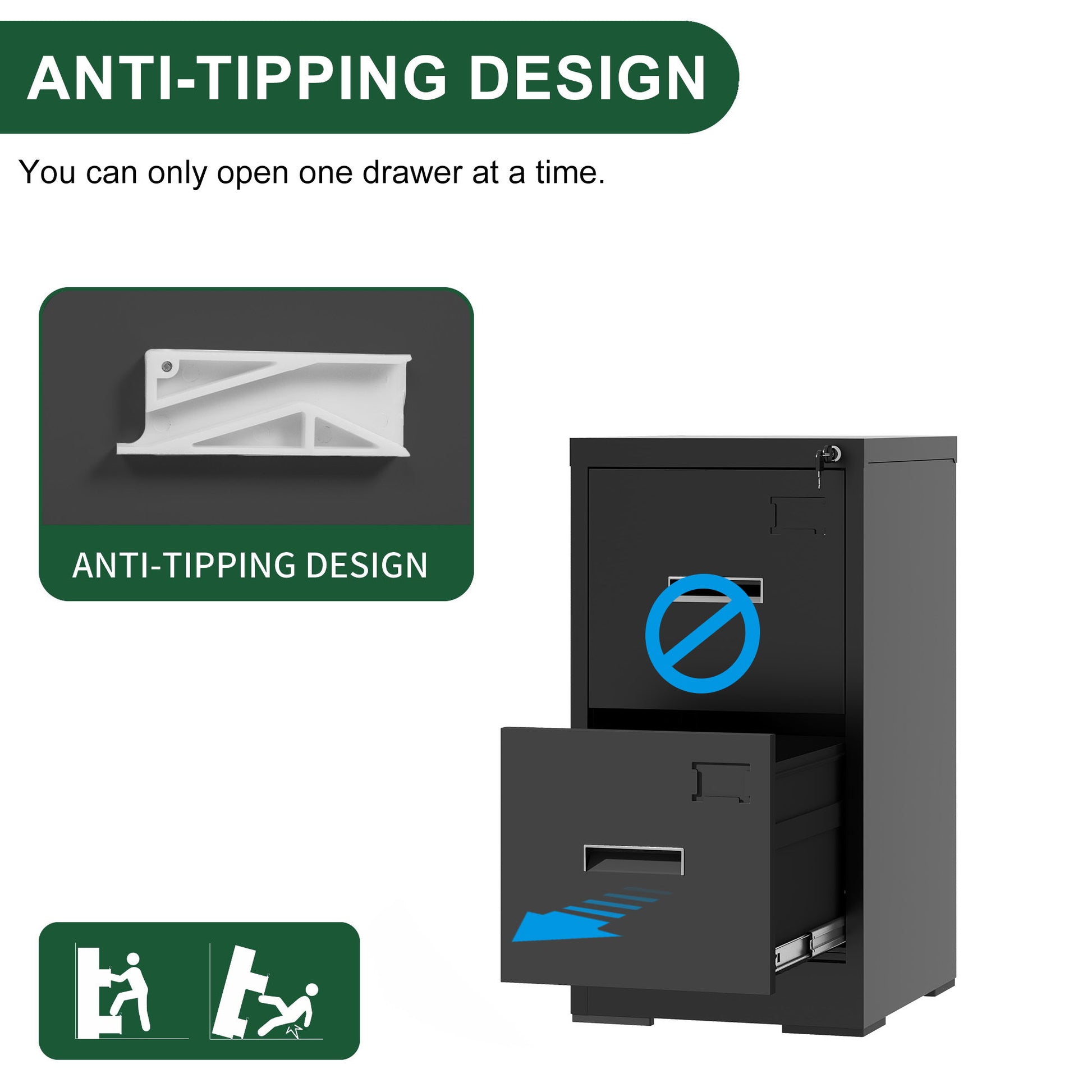 Modern Drawer Metal Vertical File Cabinet With Lock And Card Slot For Office - Best Buy Furniture