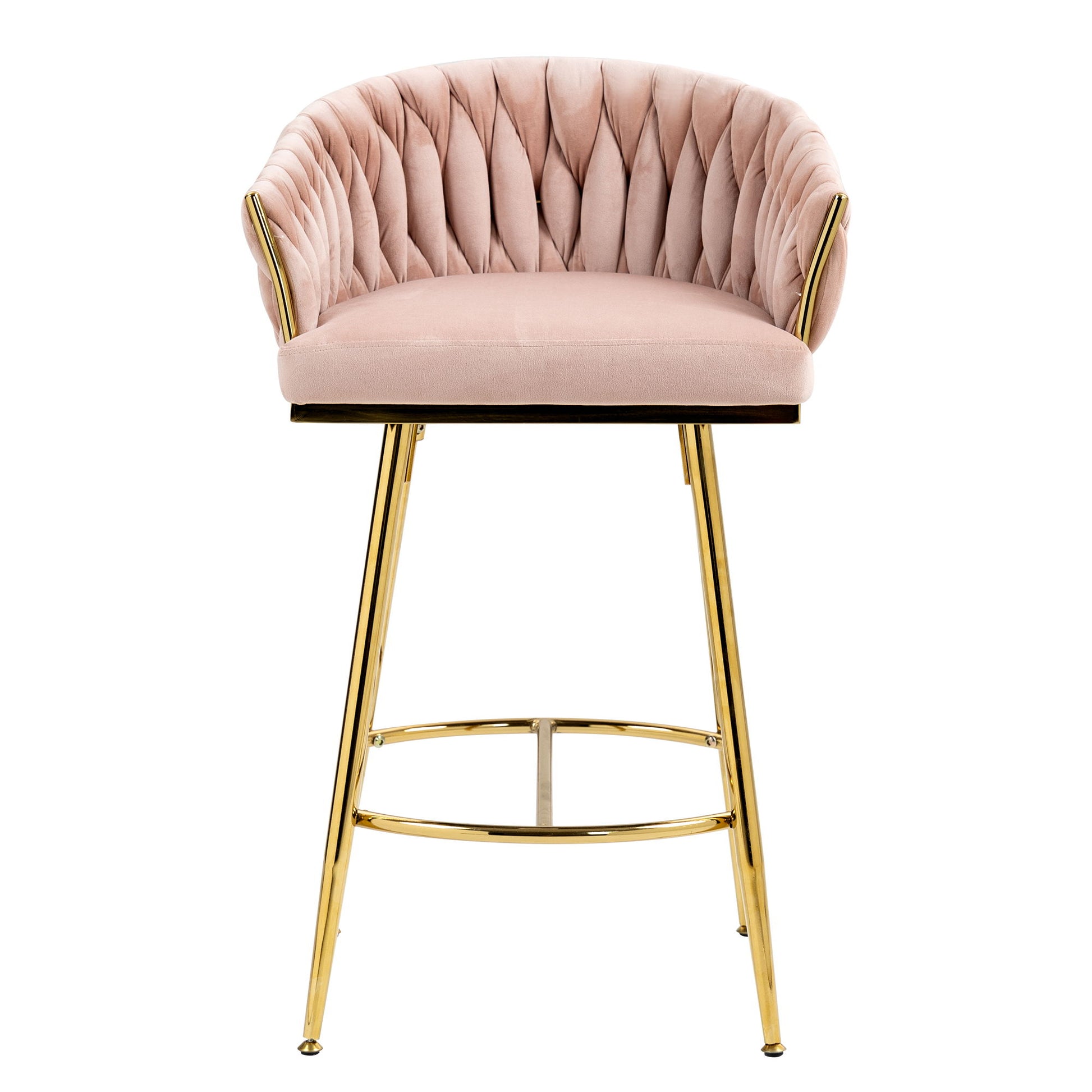 Counter Height Bar Stools Kitchen Island Counter Bar Stool With Hand - Wave Back, Golden Chromed Base And Footrest (Set of 2) - Pink - Best Buy Furniture