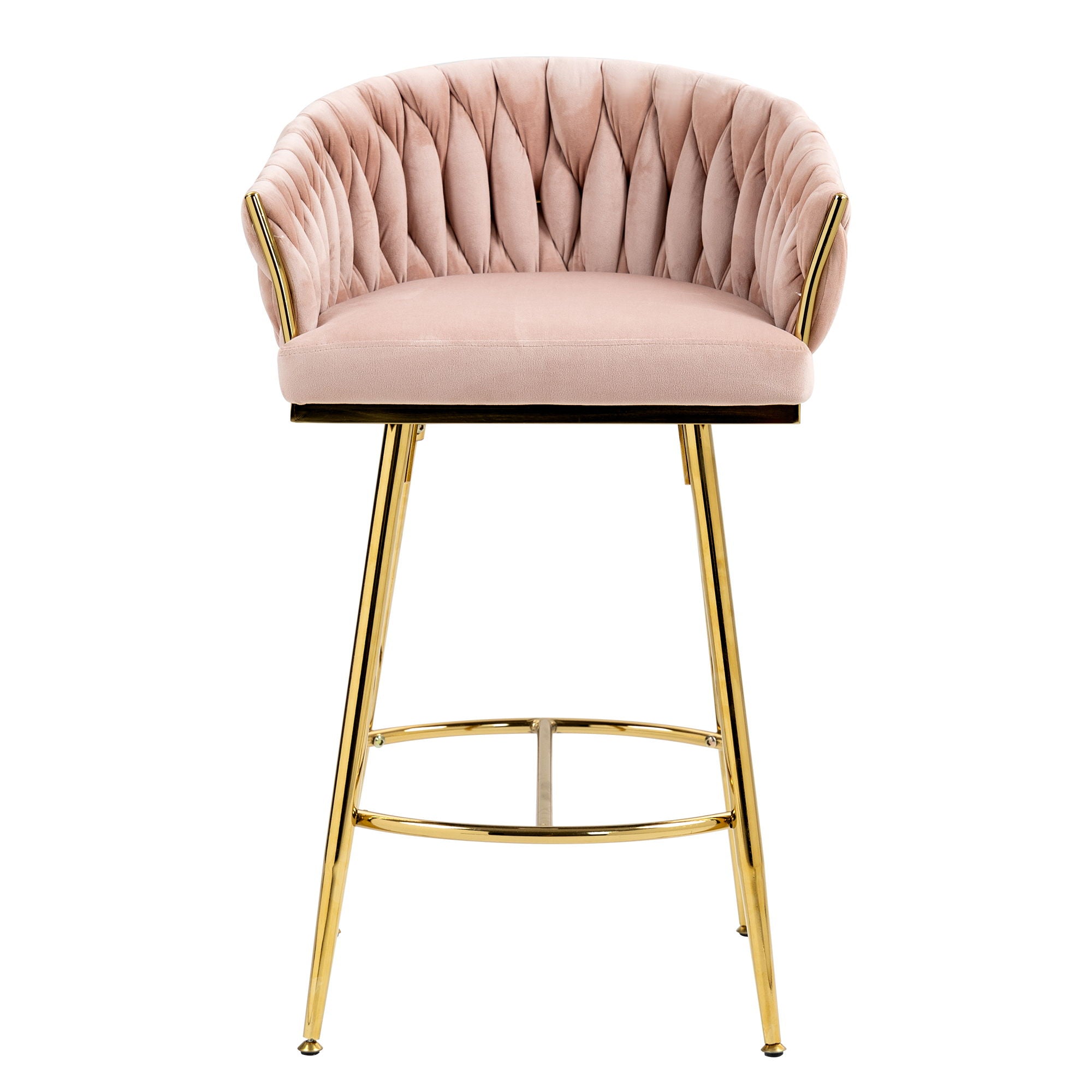 Counter Height Bar Stools Kitchen Island Counter Bar Stool With Hand - Wave Back, Golden Chromed Base And Footrest (Set of 2) - Pink - Best Buy Furniture