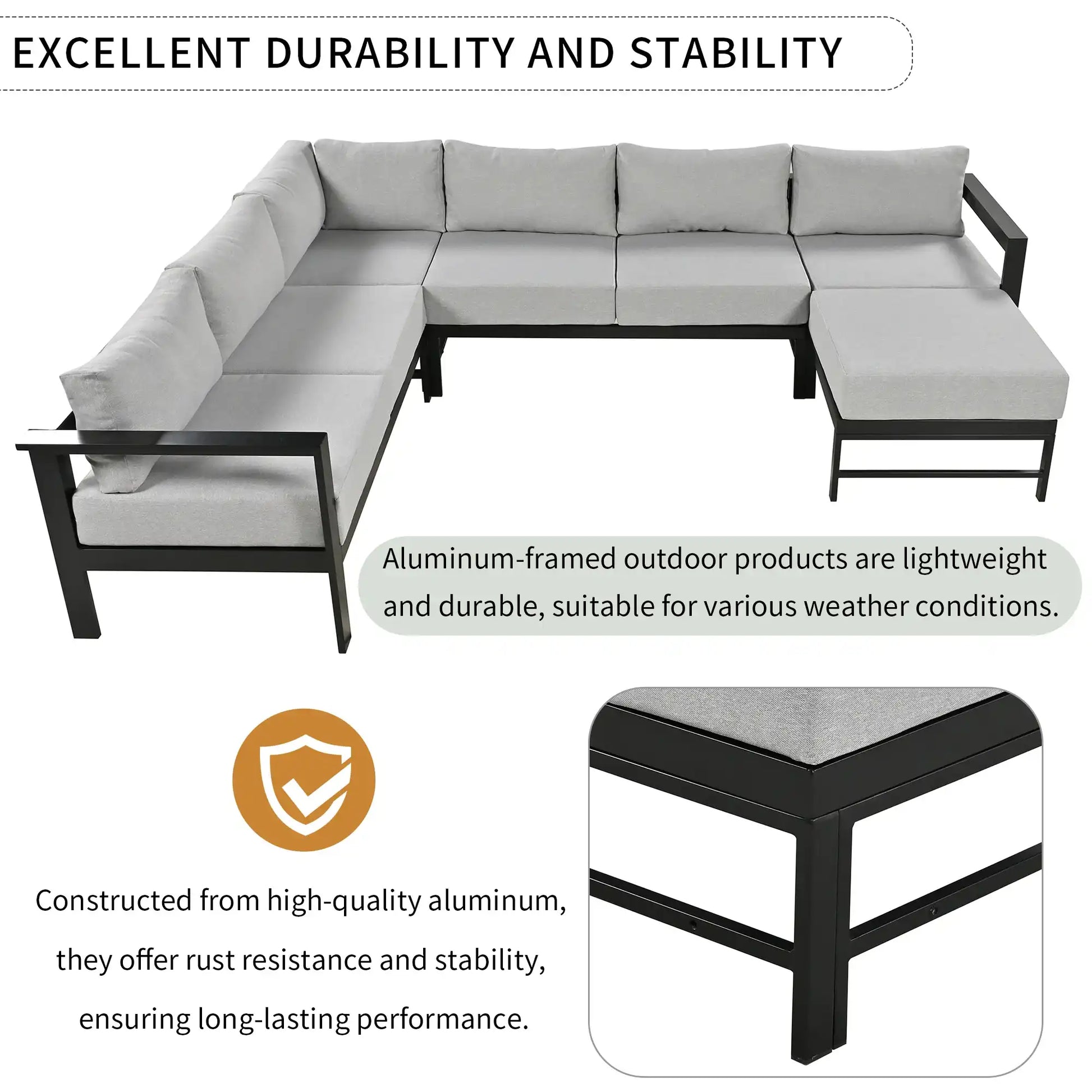 U-shaped multi-person outdoor sofa set, suitable for gardens, backyards, and balconies. - Best Buy Furniture
