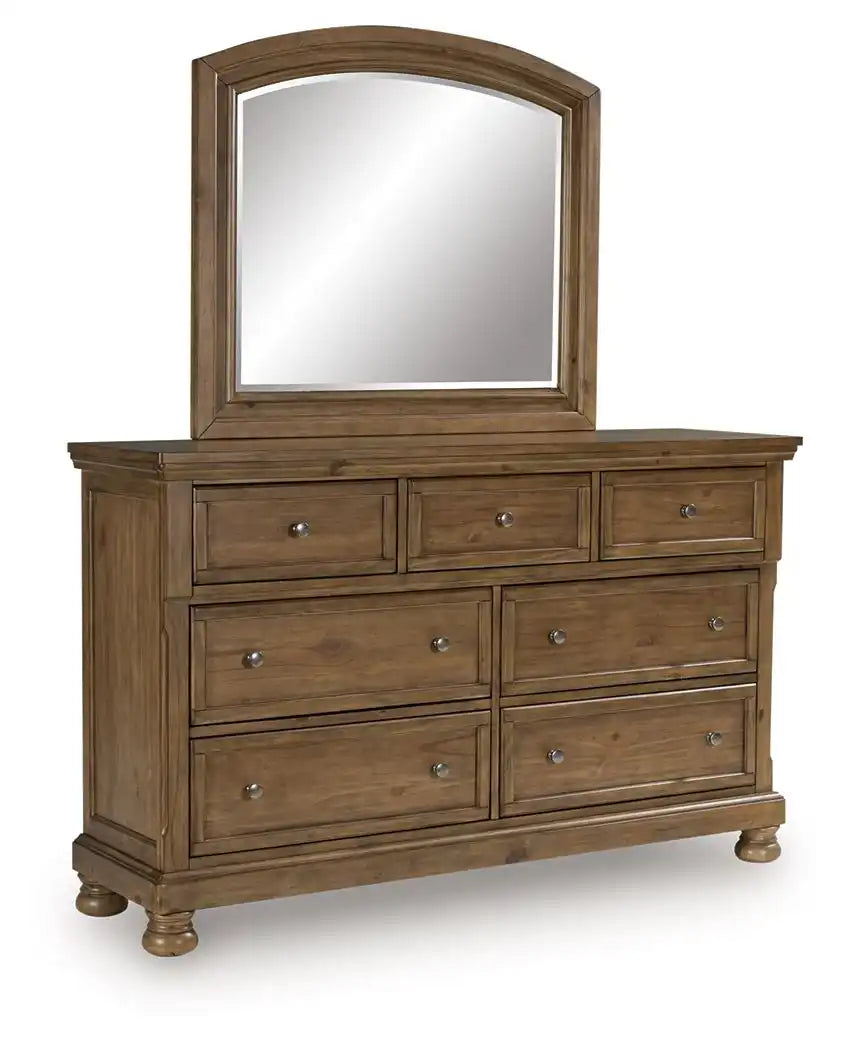 Feddinger - Dresser And Mirror - Medium Brown - Best Buy Furniture