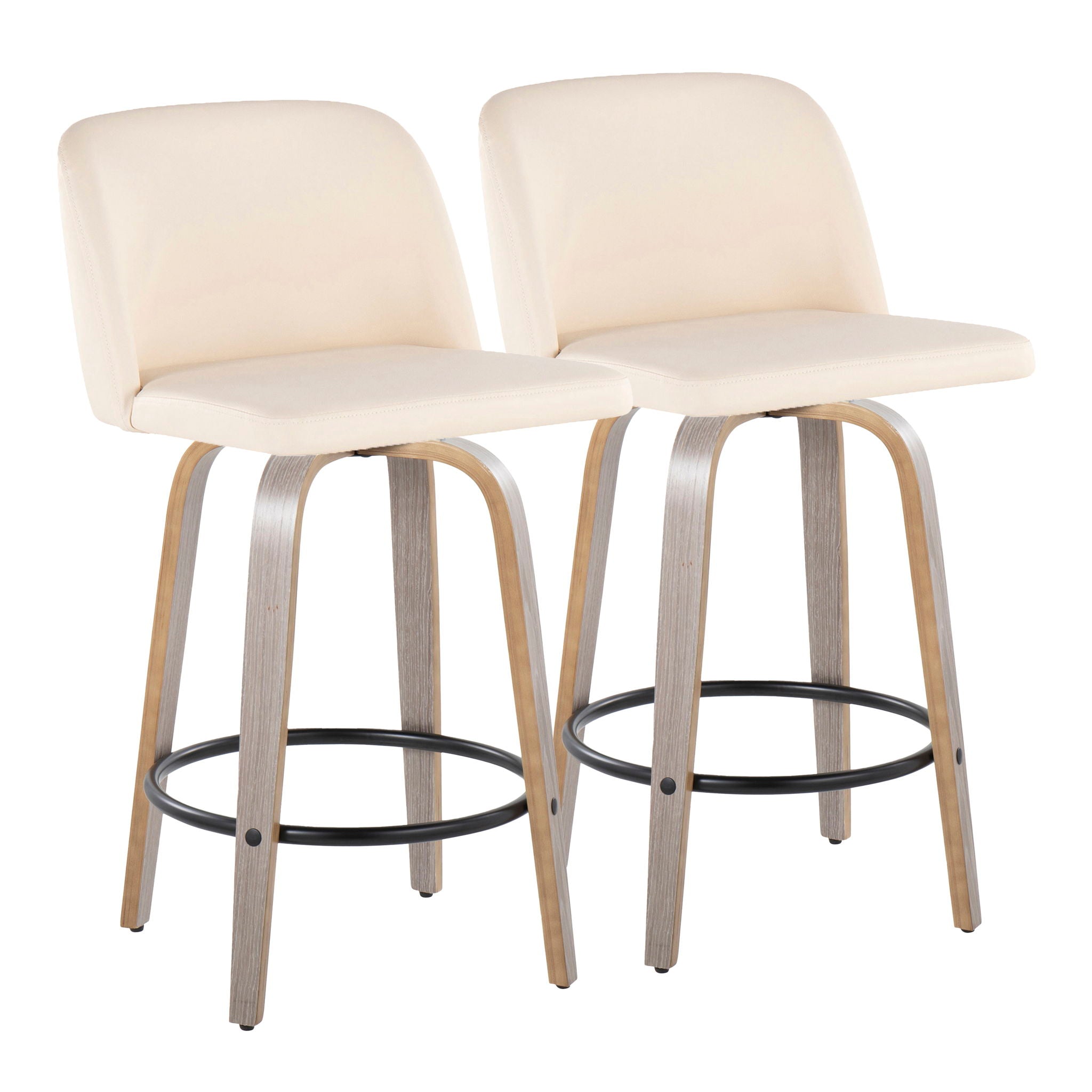 Toriano - Contemporary Fixed Height Counter Stool With Swivel & Round Footrest (Set of 2) - Best Buy Furniture