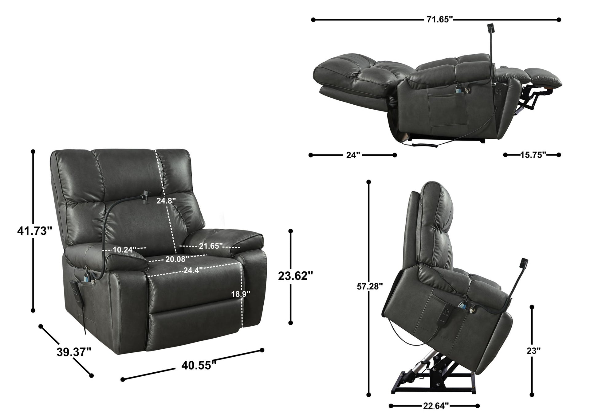 Recliner Chair With Phone Holder, Electric Power Lift Recliner Chair With 2 Motors Massage And Heat For Elderly, 3 Positions, 2 Side Pockets, Cup Holders - Best Buy Furniture