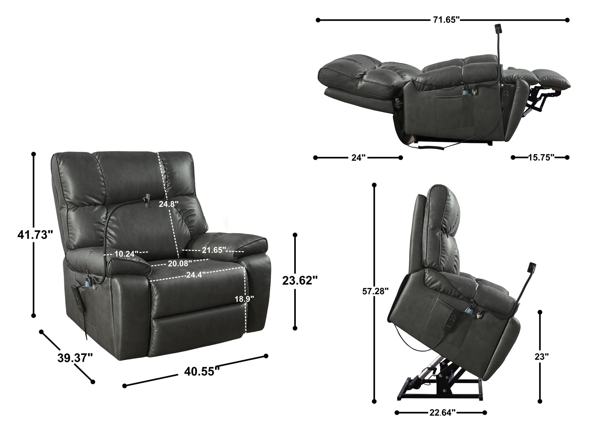 Recliner Chair With Phone Holder, Electric Power Lift Recliner Chair With 2 Motors Massage And Heat For Elderly, 3 Positions, 2 Side Pockets, Cup Holders - Best Buy Furniture