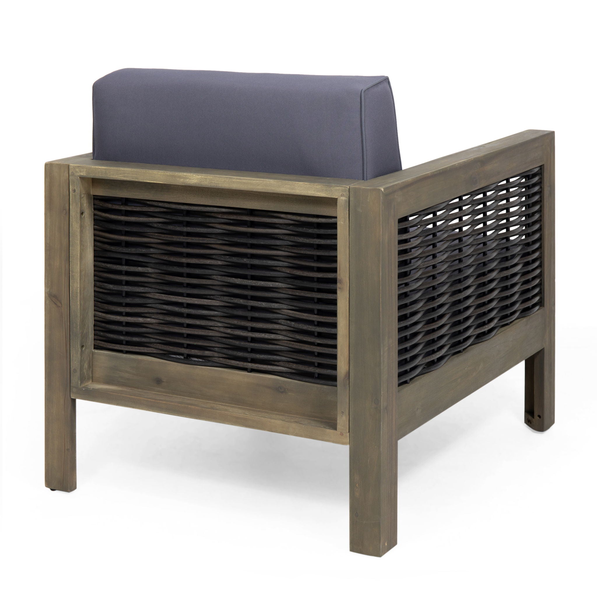Outdoor Acacia Wood Club Chair With Wicker Accents - Best Buy Furniture