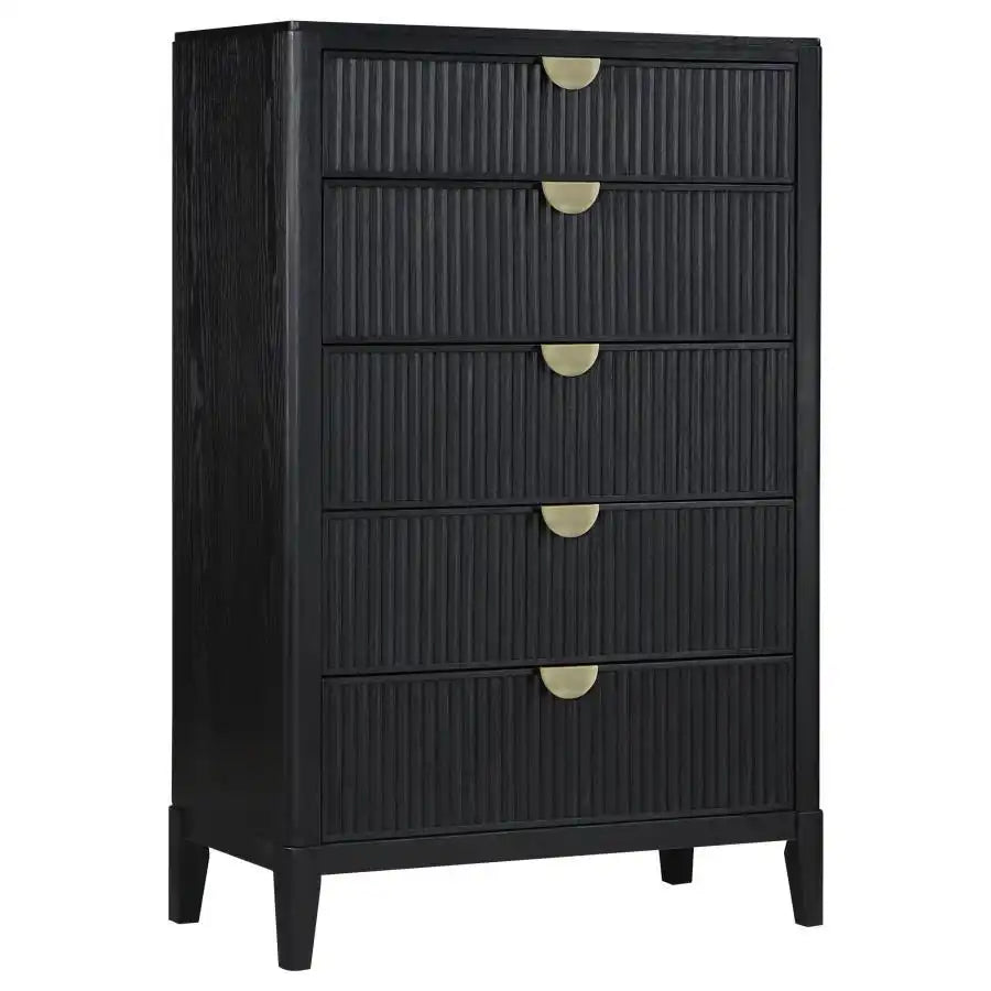 Brookmead - 5-Drawer Bedroom Chest - Black - Best Buy Furniture