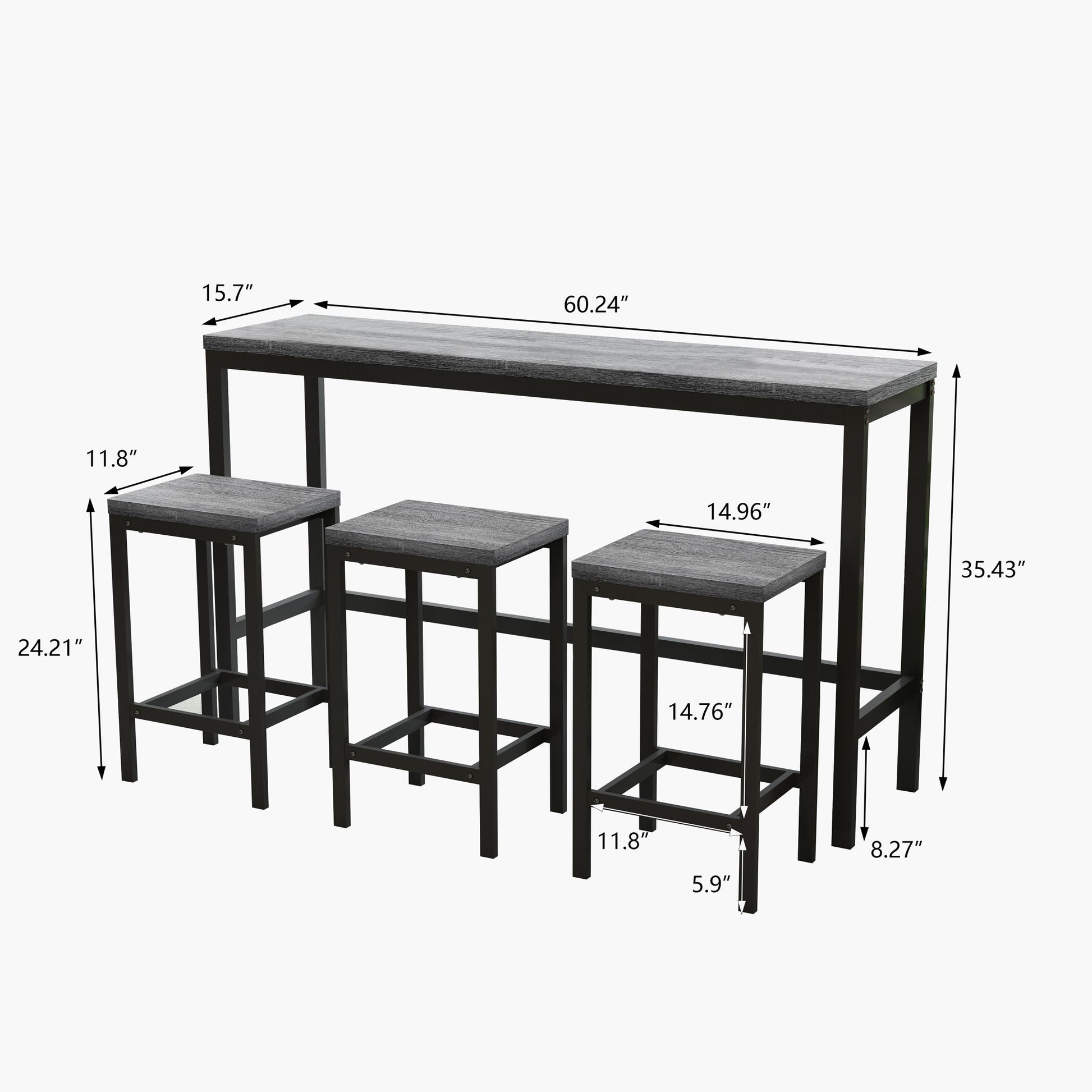 Modern Design Long Dining Table Set With 3 Stools - Best Buy Furniture