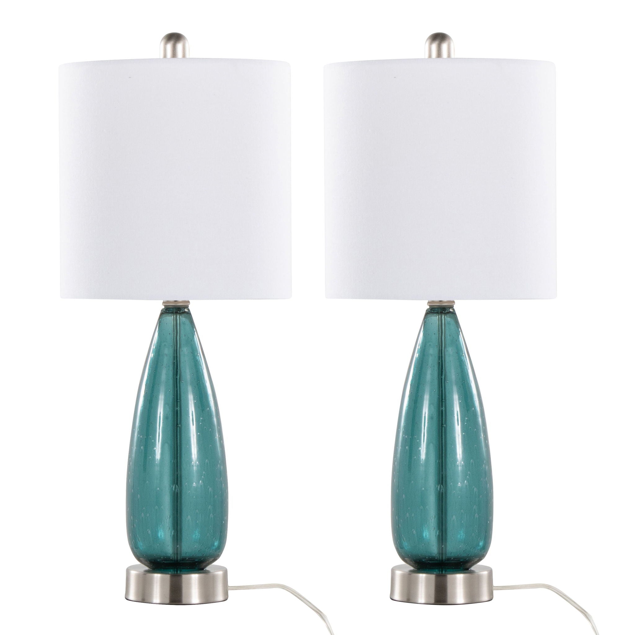 Bottega - Contemporary Table Lamp (Set of 2) - Sapphire Blue / Nickel / White - Best Buy Furniture