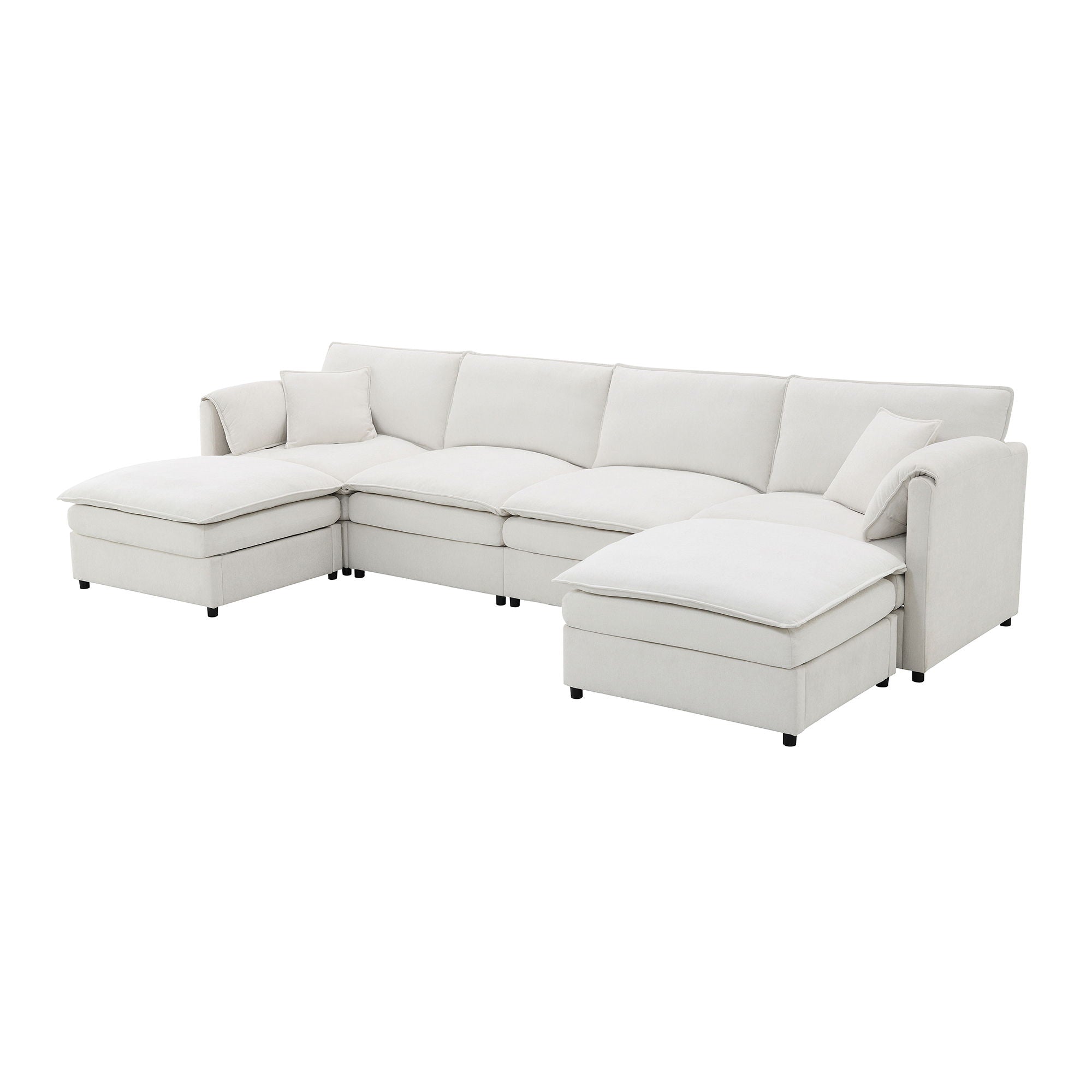 Chenille Modular Sectional Sofa, U Shaped Cloud Couch Set With Double Cushions, 6 Seat Sleeper Sofa Bed With Ottomans, Oversized Indoor Furniture For Living Room - Best Buy Furniture