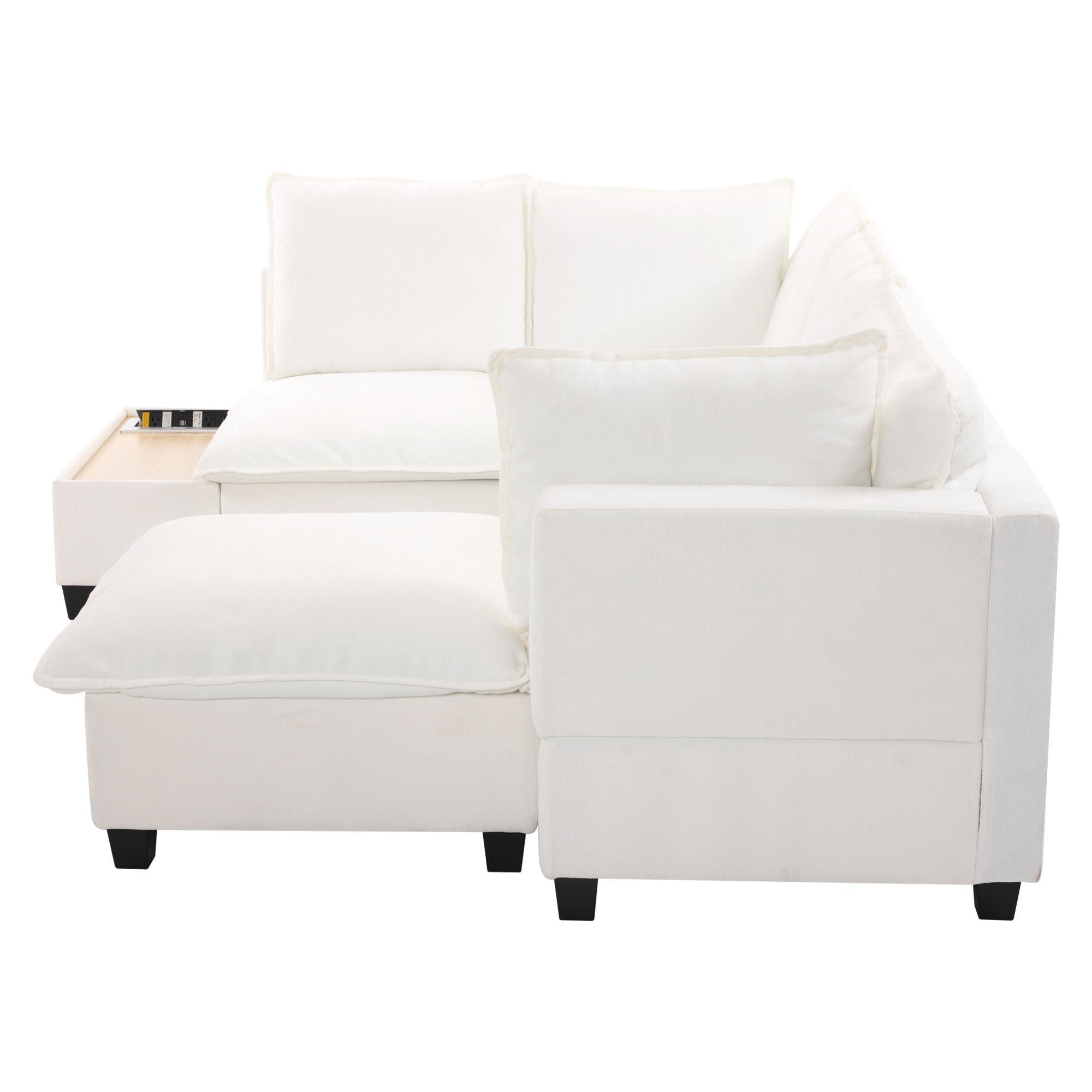 U-Shaped Sectional Modular Sofa With A Movable Ottoman, A Coffee Table With Hidden Charging Devices For Living Room - Best Buy Furniture