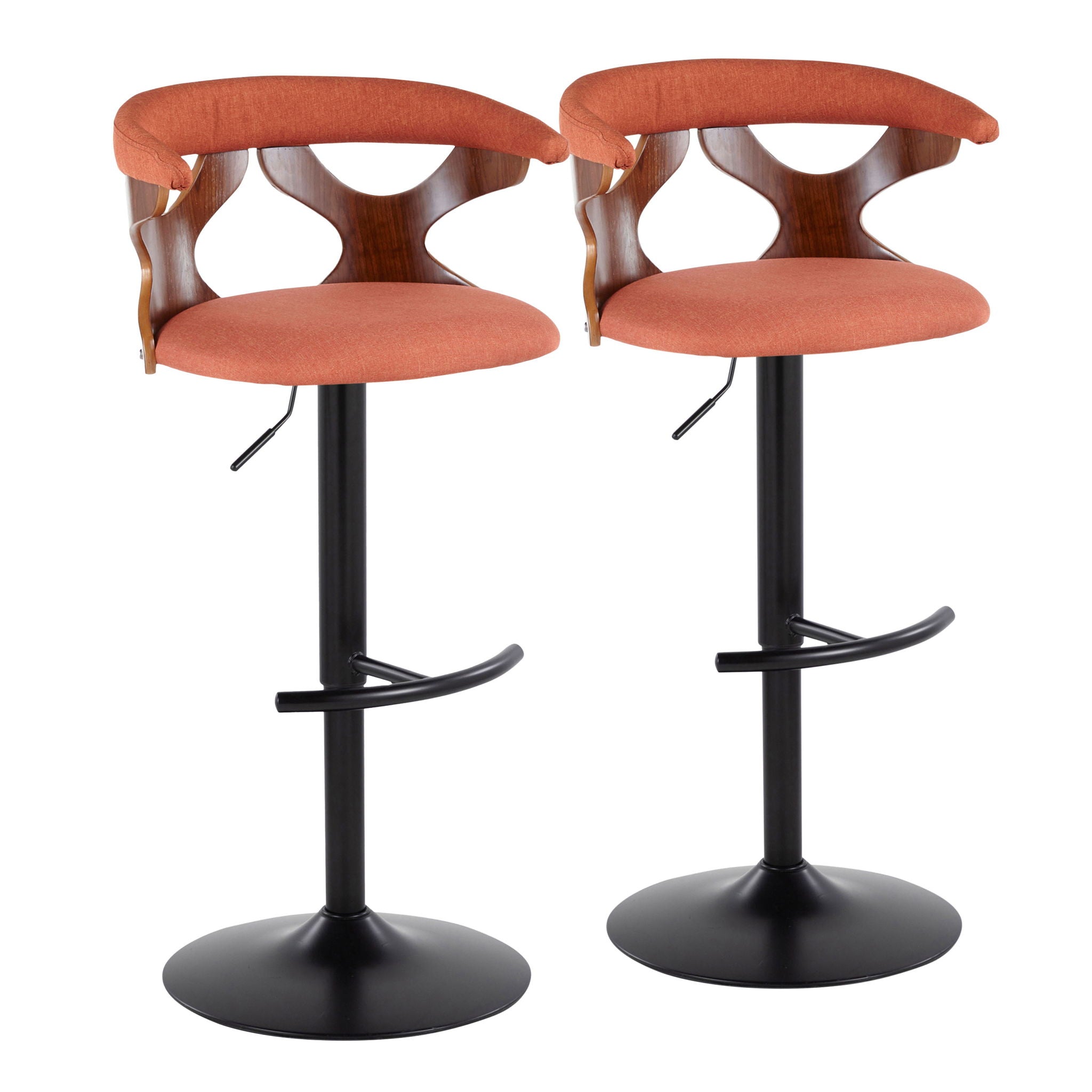 Gardenia - Contemporary Adjustable Barstool With Swivel With Rounded T Footrest (Set of 2) - Best Buy Furniture