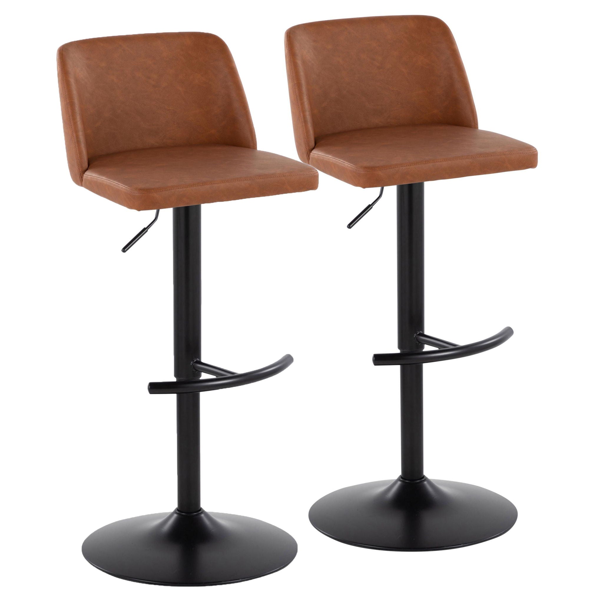 Toriano - Contemporary Adjustable Bar Stool With Rounded T Footrest (Set of 2) - Best Buy Furniture