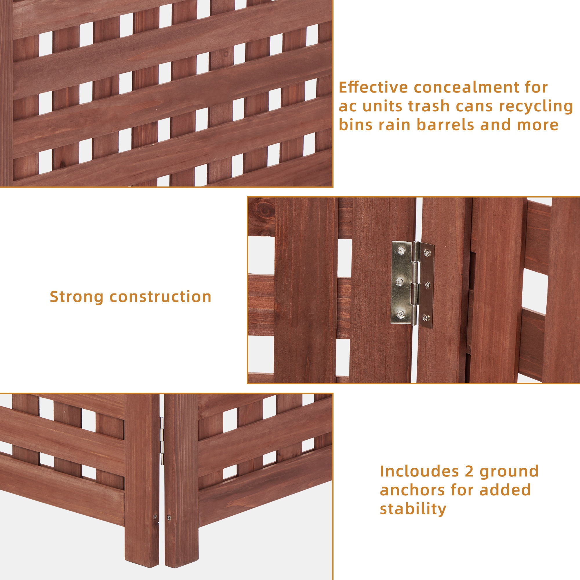 Air Conditioner Fence Screen Outside, Cedar Privacy Fence 3 Panels To Hide Ac & Trash Enclosure - Best Buy Furniture