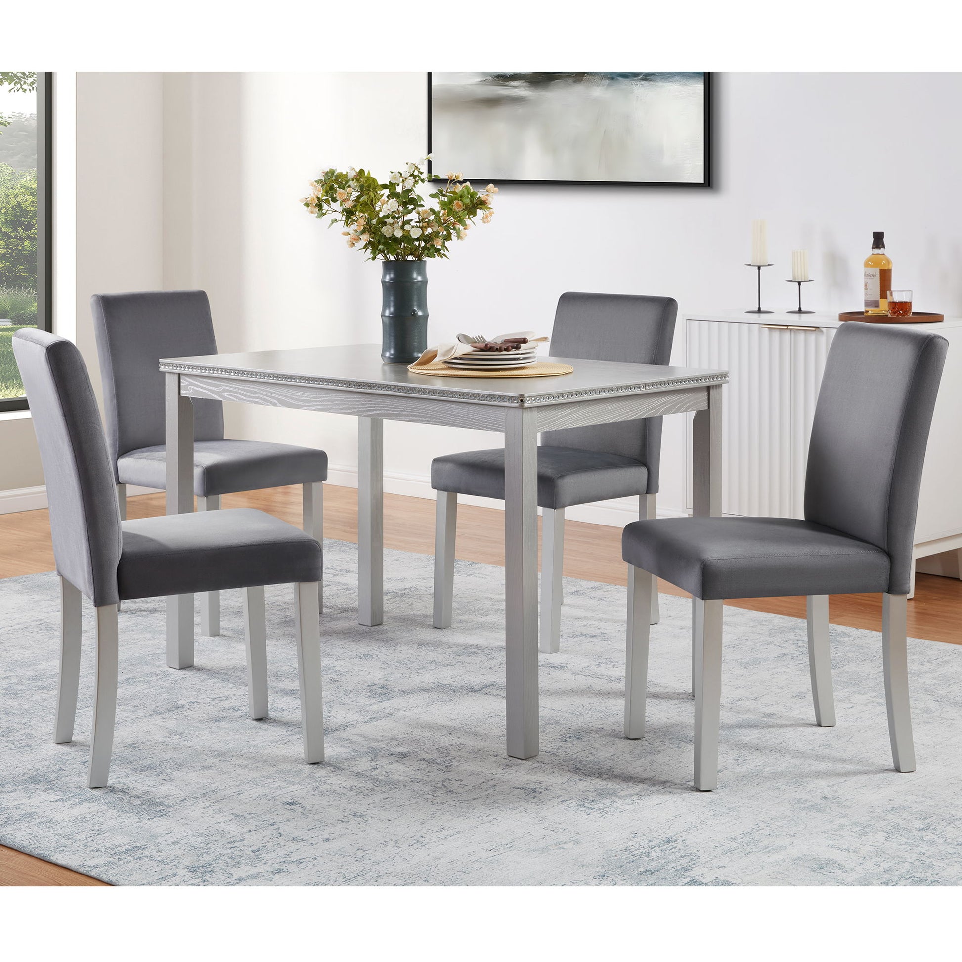 Dining Table Set, Table With A Rectangular Table And Upholstered Chairs - Best Buy Furniture