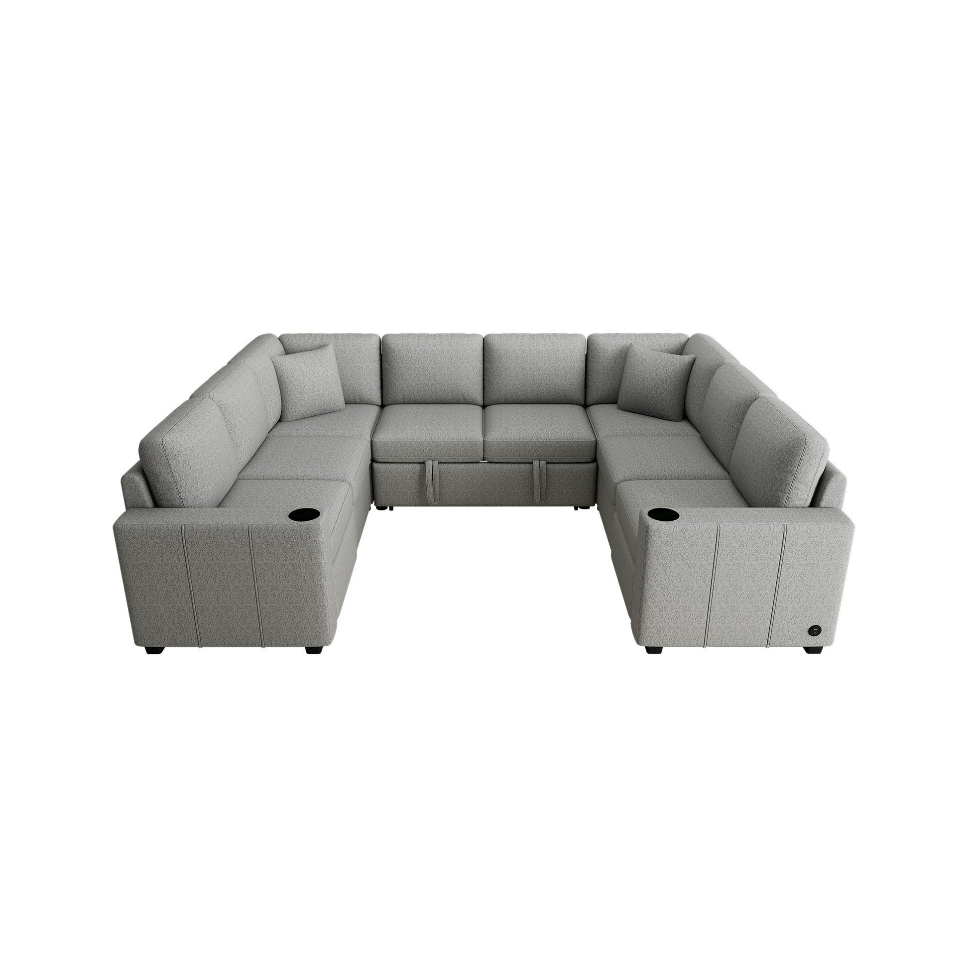 Convertible U-Shaped Sectional Sofa With Pull-Out Bed - Best Buy Furniture