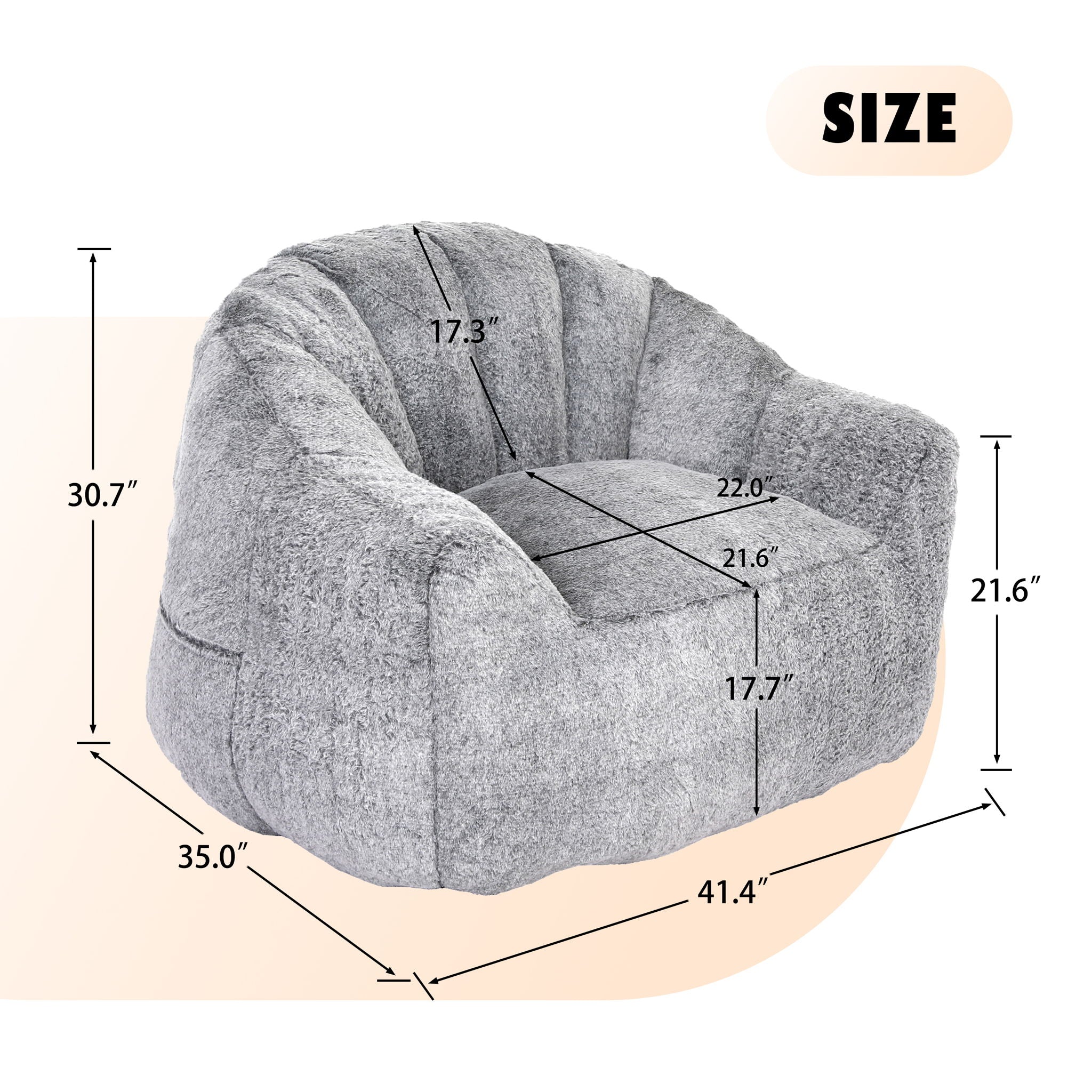 Beanbag Chair, Beanbag Sofa Chair With Armrests Stuffed High Density Foam - Best Buy Furniture