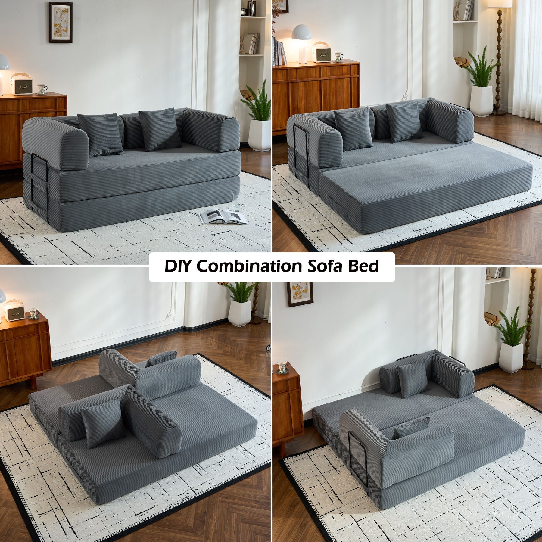 Convertible Sleeper Sofa Bed With Cylindrical Pillow, With Fixed Shape Frame - Best Buy Furniture