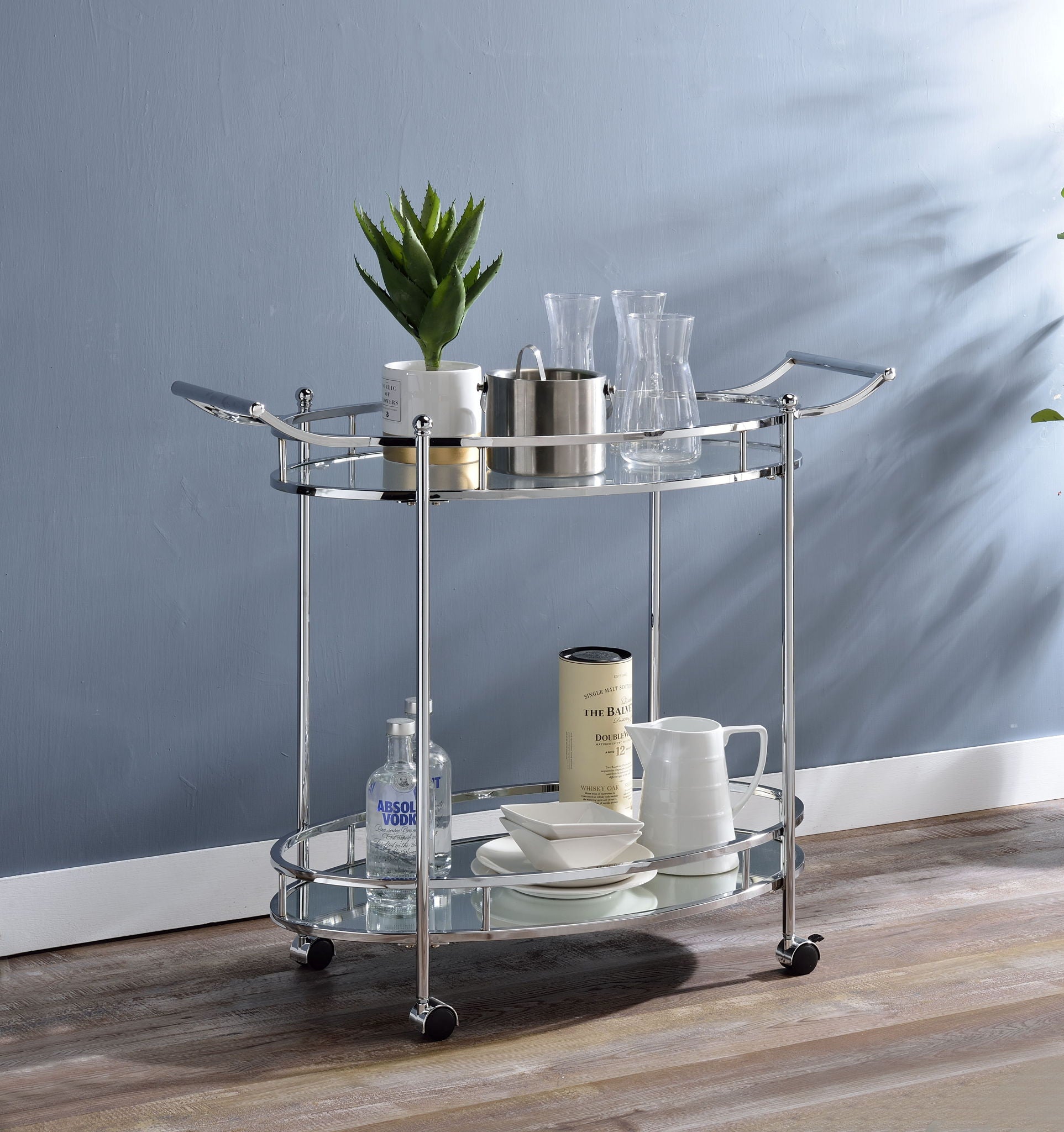 Jinx - Clear Glass Serving Cart - Silver - Best Buy Furniture