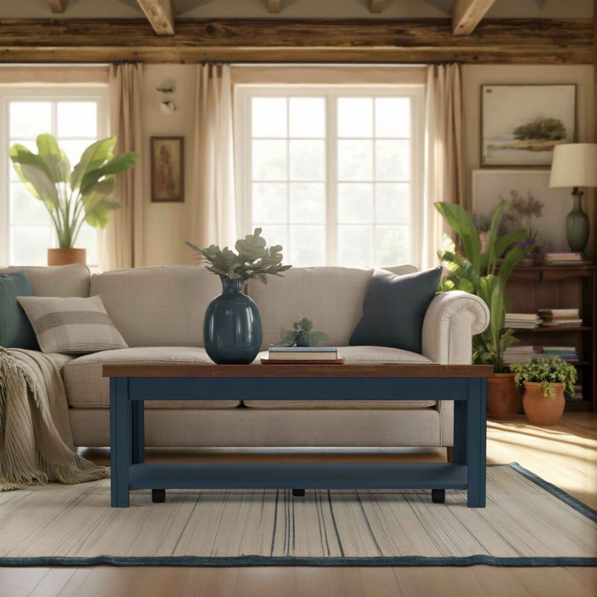 Nantucket - Chairside Table Wooden - Blue Denim, Whiskey - Best Buy Furniture