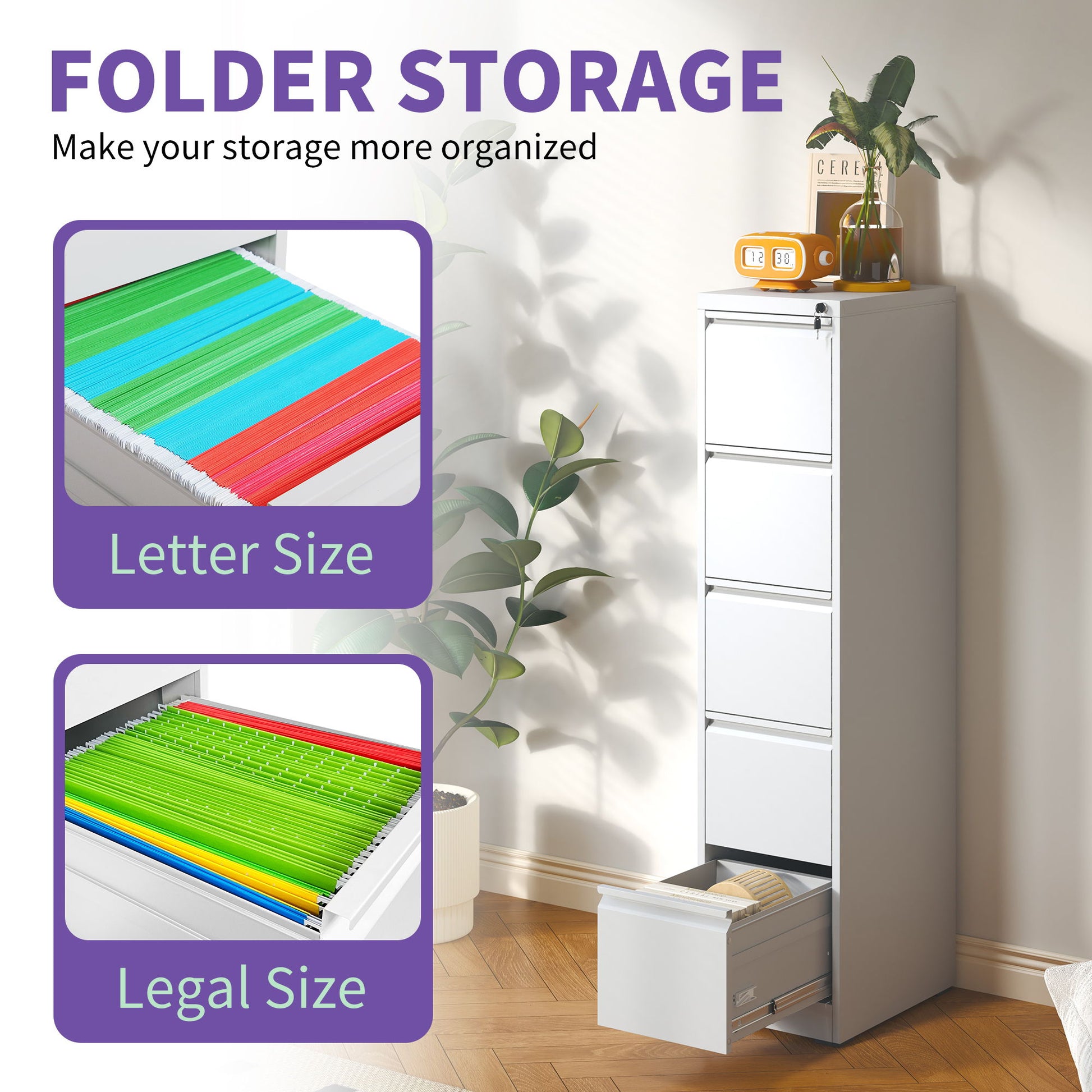 Steel Drawer Vertical File Cabinet With Lock For A4 Legal / Letter Size - Best Buy Furniture
