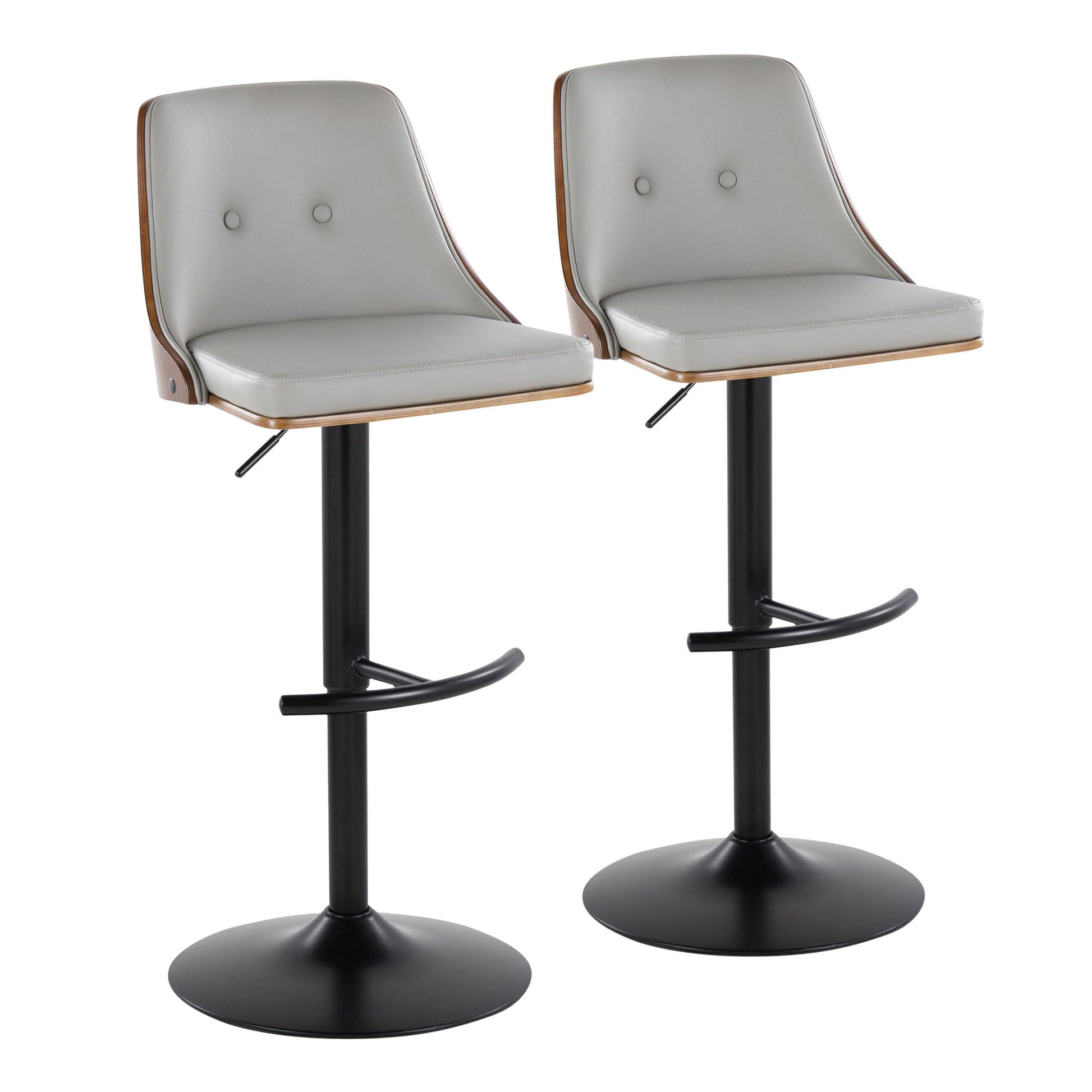 Gianna - Mid Century Modern Adjustable Barstool, Swivel With Rounded T Footrest (Set of 2) - Best Buy Furniture