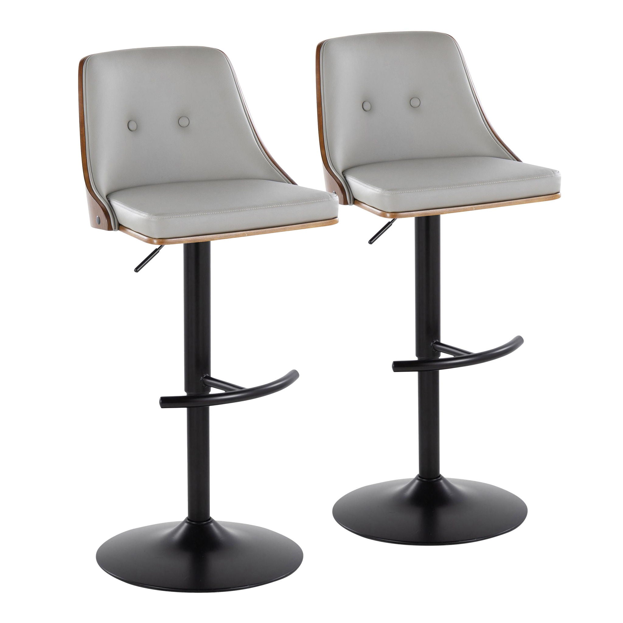 Gianna - Mid Century Modern Adjustable Barstool, Swivel With Rounded T Footrest (Set of 2) - Best Buy Furniture