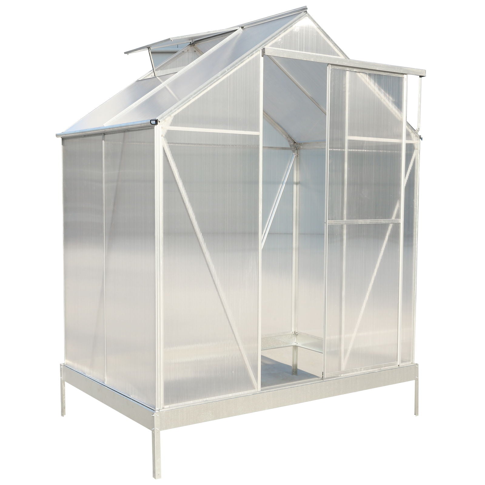 Polycarbonate Greenhouse, Heavy Duty Outdoor Aluminum Walk-In Green House Kit With Rain Gutter, Vent And Door For Backyard Garden - Best Buy Furniture