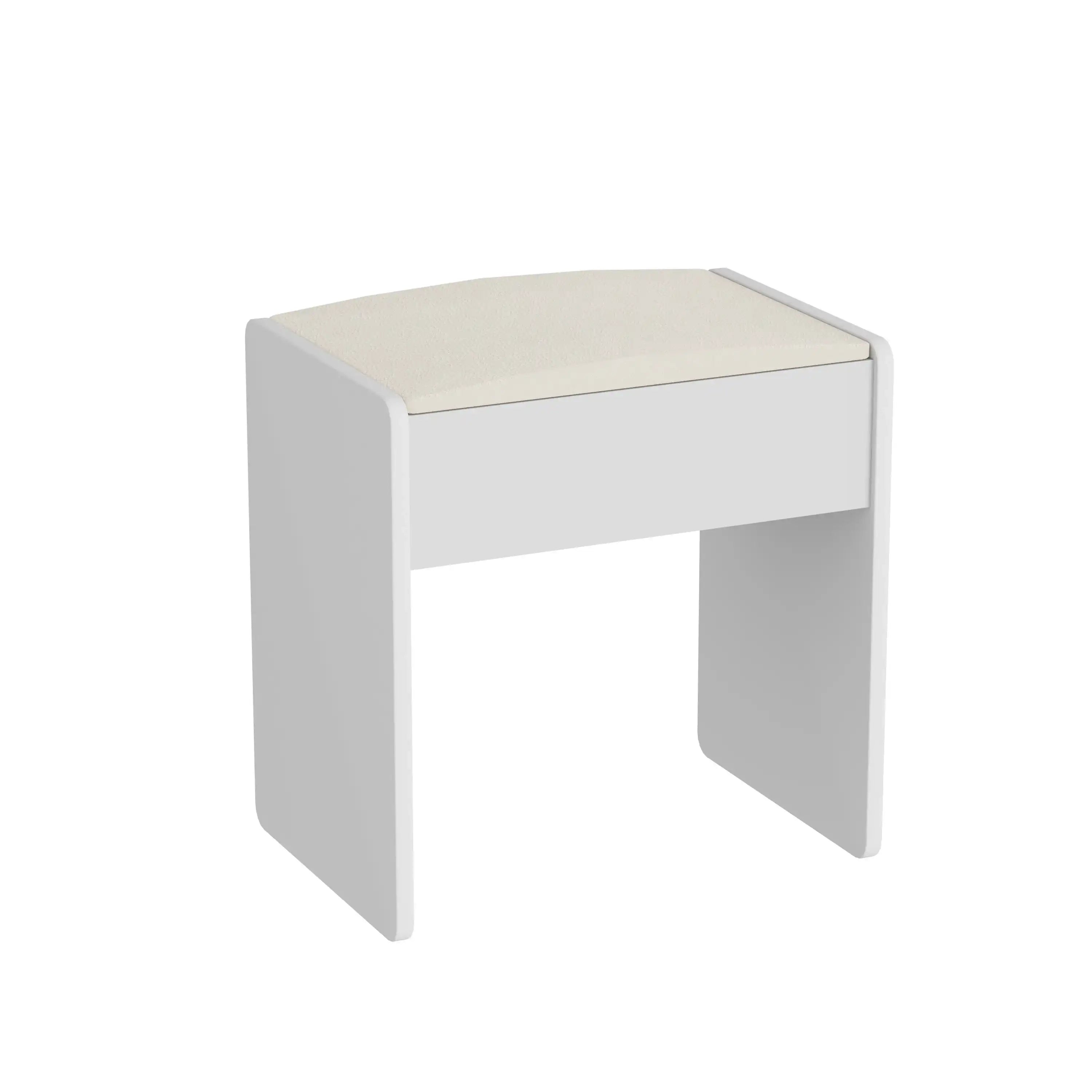 LED Vanity Table with Mirror & Stool, White - Best Buy Furniture