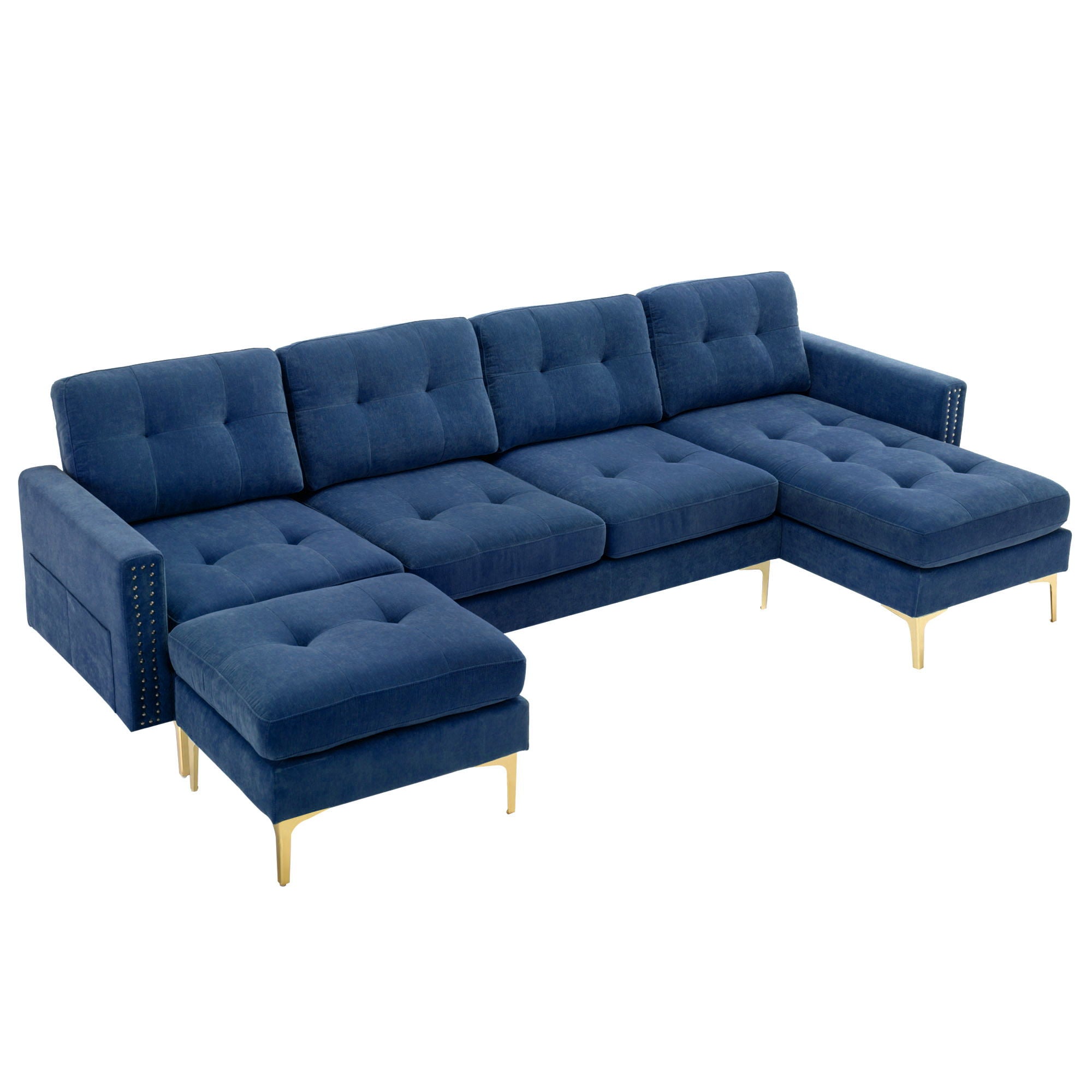 Modern L - Shape Convertible Sectional Sofa With Movable Ottoman - Best Buy Furniture