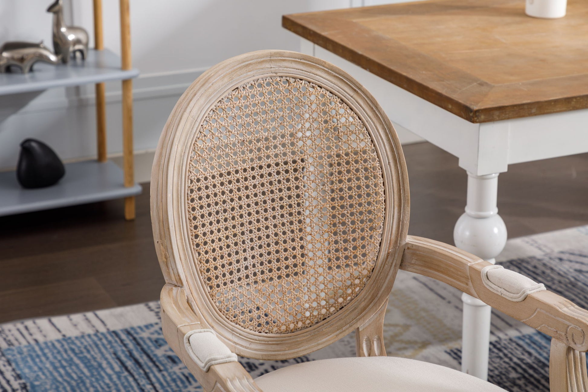 French Vintage Upholstered Fabric Dining Armchair (Set of 2) - Beige - Best Buy Furniture