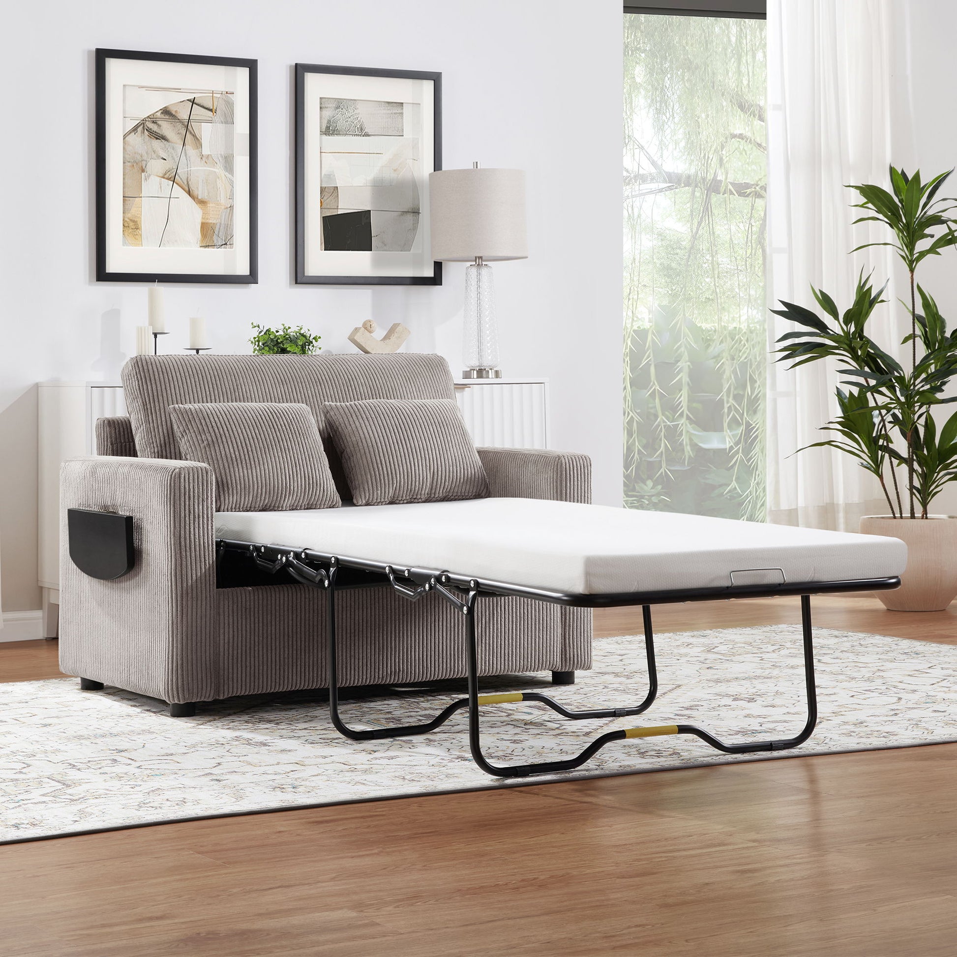 Sleeper Sofa With Foldable Mattress, USB Ports, Side Table & Storage Pocket - Best Buy Furniture