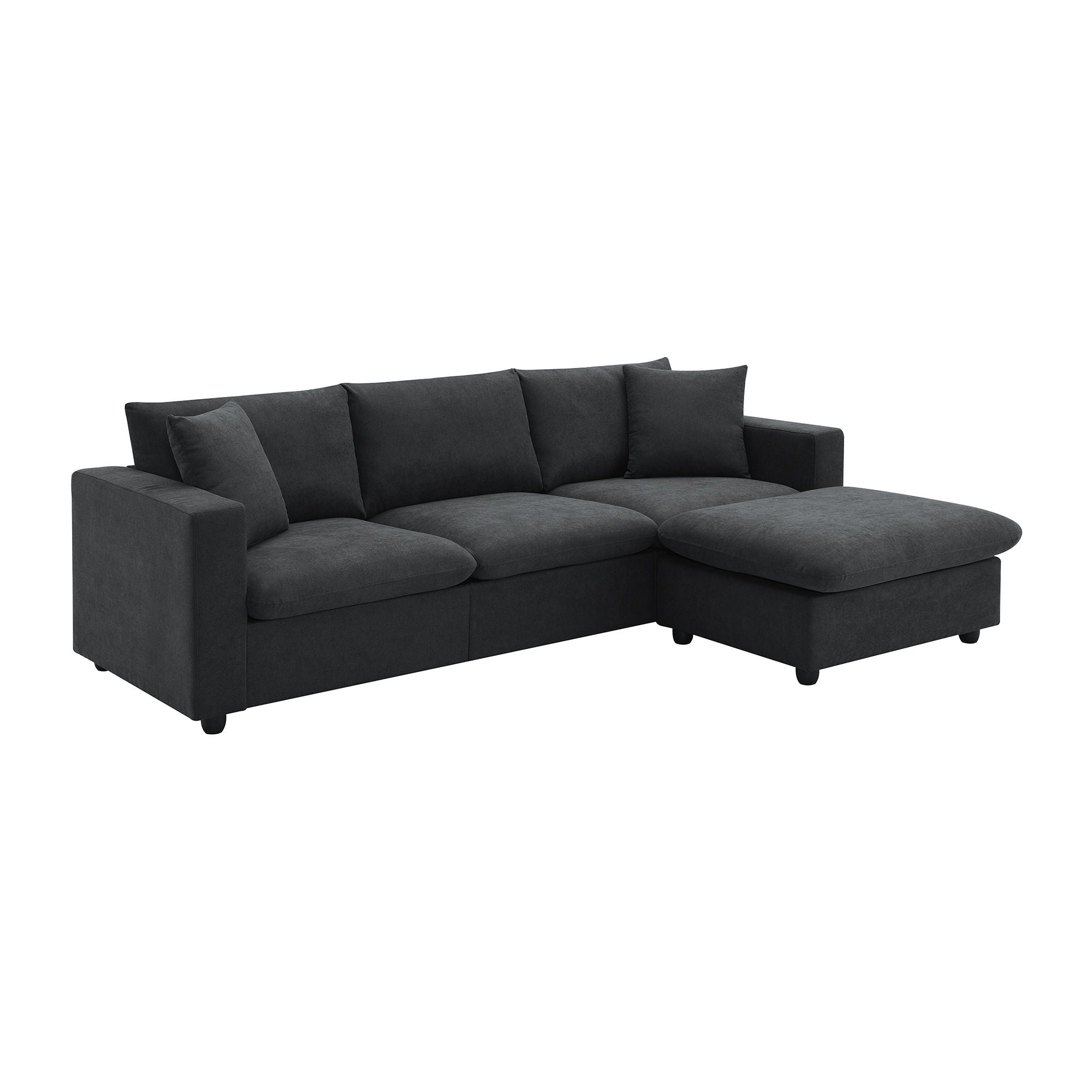 Modern Sectional Sofa, L-Shaped Couch Set With 2 Free Pillows, 4-Seat Polyester Fabric Couch Set With Convertible Ottoman For Living Room, Apartment, Office - Best Buy Furniture