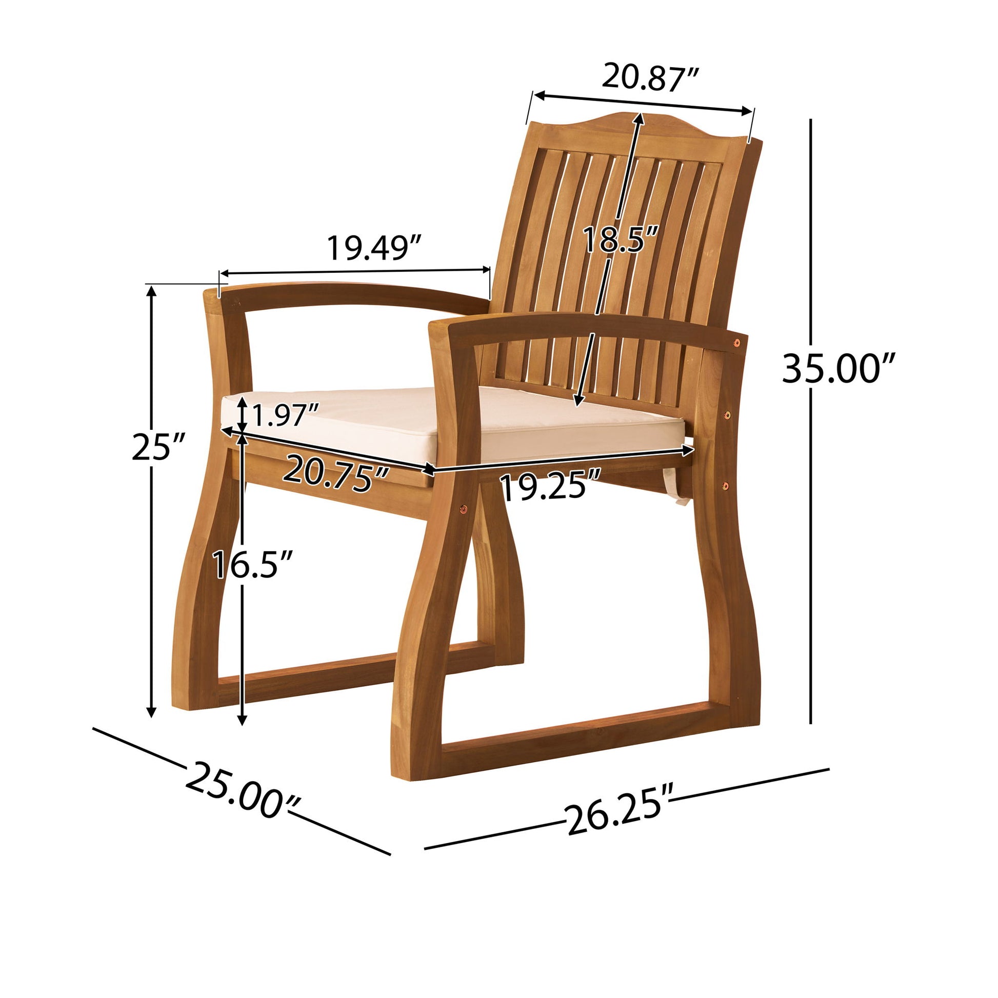 Della - Wood Armchair (Set of 2) Outdoor Dining Chairs - Cream - Best Buy Furniture