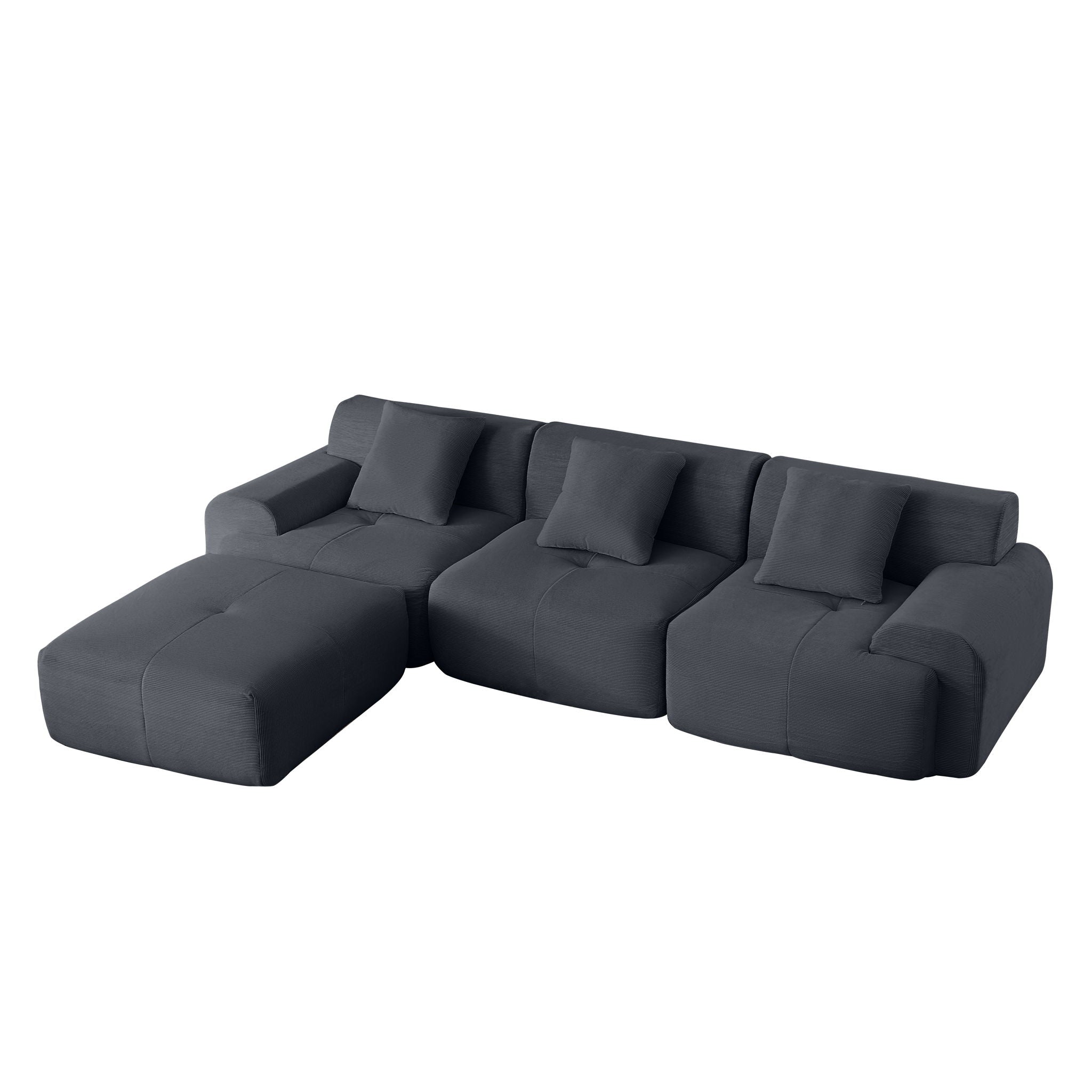 L Shaped Modular Sectional Sofa Corduroy And Movable Ottoman - Best Buy Furniture