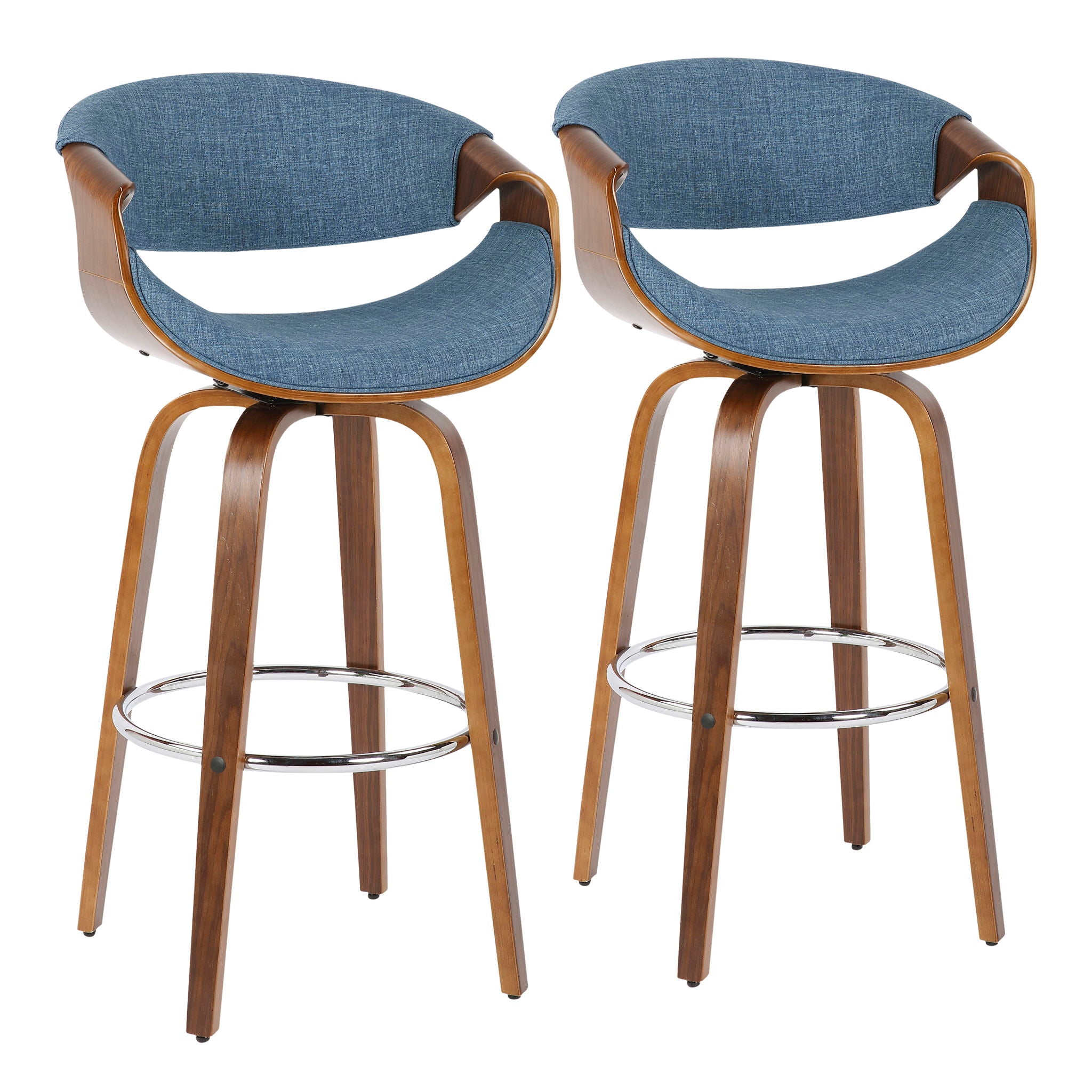 Curvini Mid - Century Modern Fixed Height Barstool With Swivel (Set of 2) - Best Buy Furniture
