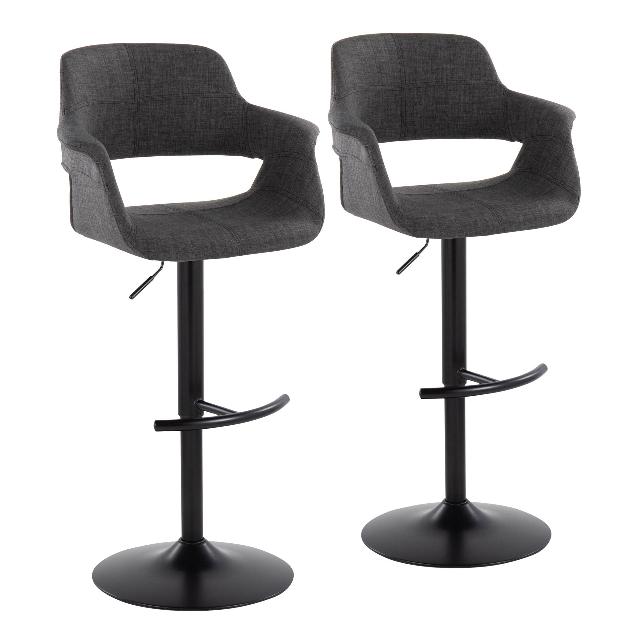 Vintage Flair - Mid Century Modern Adjustable Barstool With Swivel & Rounded T Footrest (Set of 2) - Best Buy Furniture